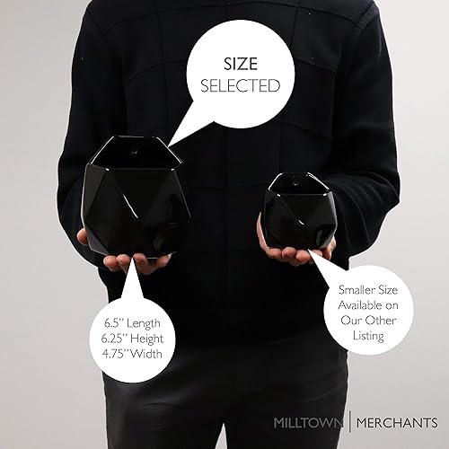 Miniatura 6 de Milltown Merchants Macetas de pared para suculentas, jarrones de pared, de cerámica negra, macetas para suculentas, jarrones colgantes para pared de