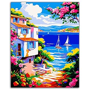 ZTOTZ Paint by Number Kits for Adults,Painting by Number Landscape Ocean,Paint by Numbers Adults Seaside Scenery, DIY 16X20 Paints by Color Canvas Set Without Frame
