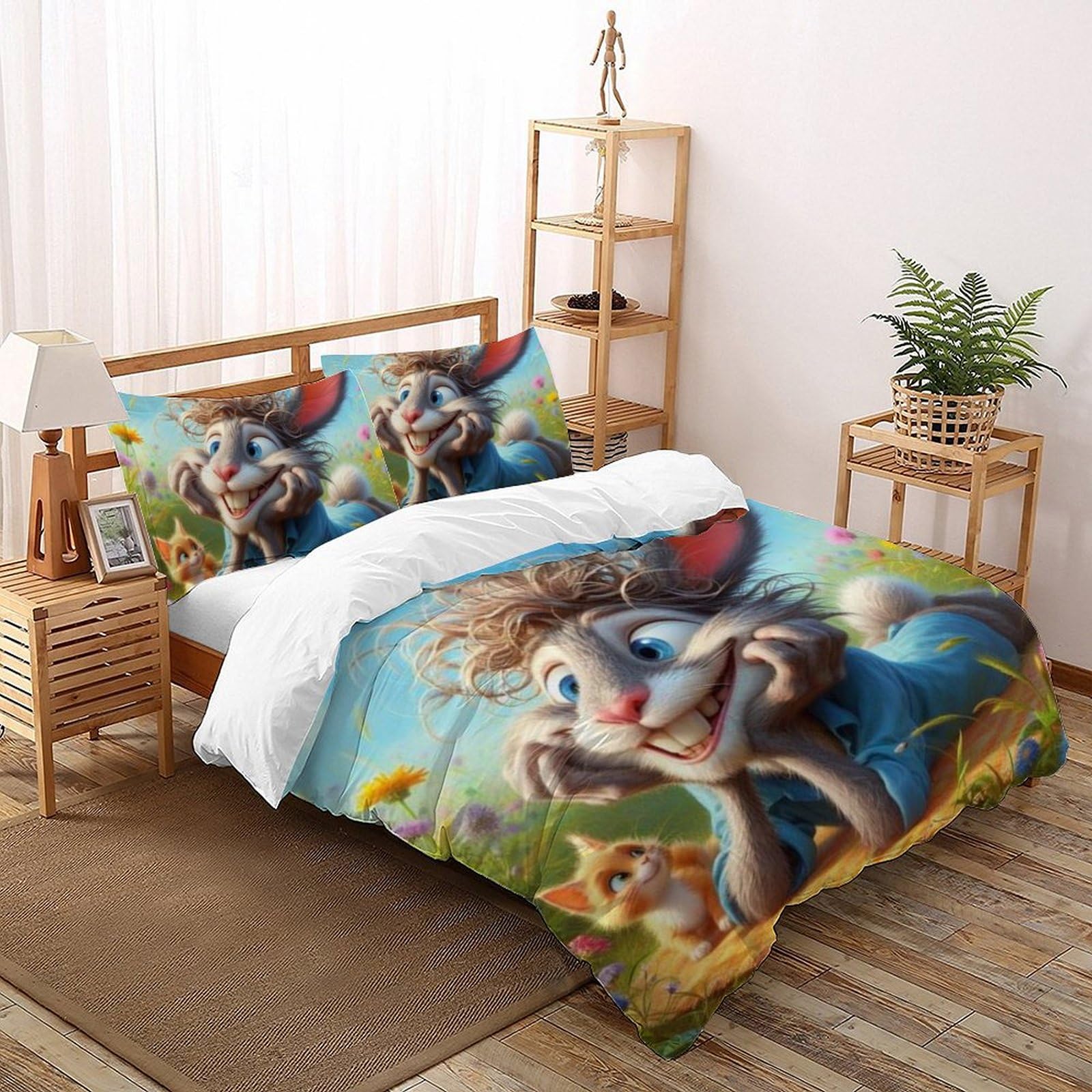Housse de couette lapin ensoleillé imprimé 3D haute définition 200x200