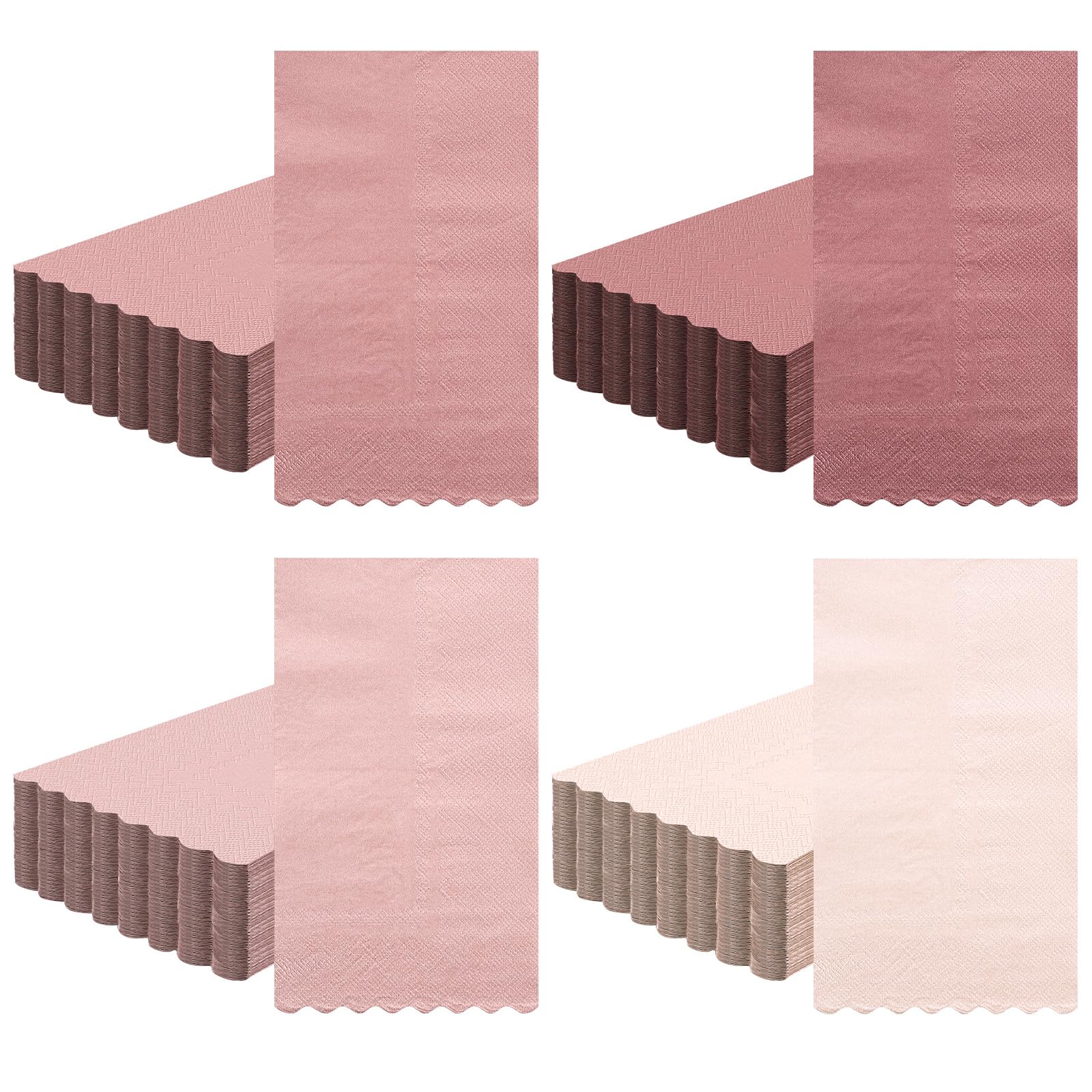 Zhanmai 100 Pack Dusty Pink Cocktail Napkins 2ply Scalloped Napkin 4 x 8 in