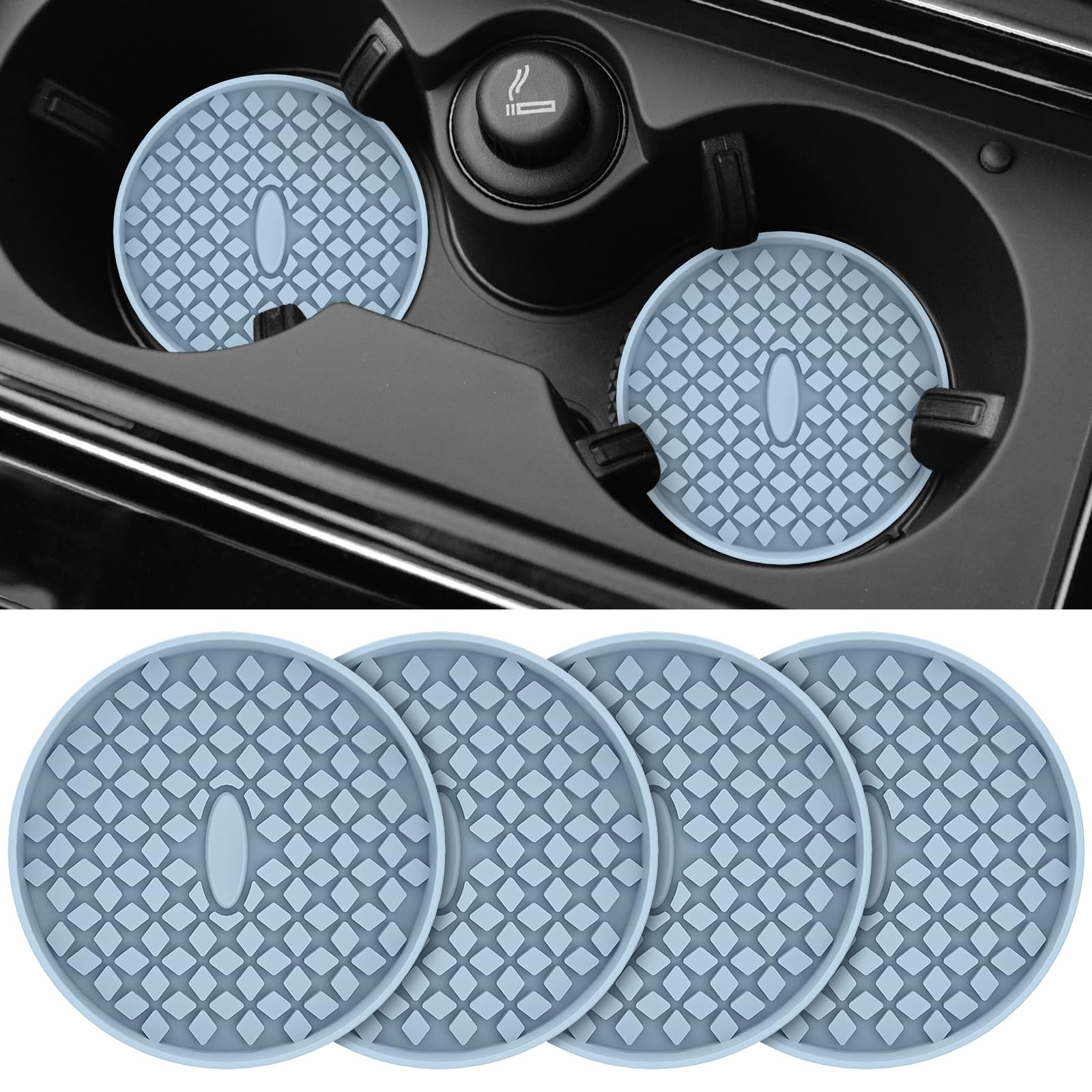 STLIAN Auto-Glasuntersetzer [4er-Pack] Silikon-Becherhalter-Matten, rutschfeste versenkte Auto-Innenraumzubehör Ether