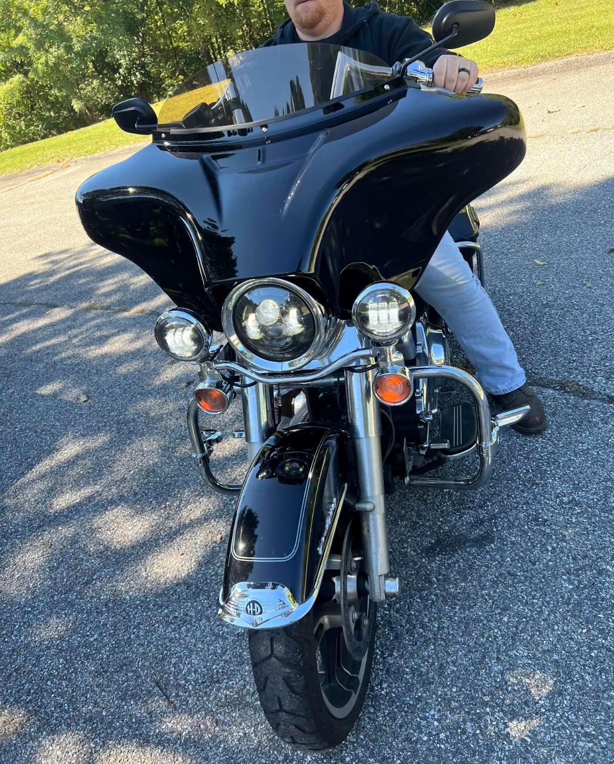For Road King Batwing Fairing with 1986-2023 Road King Bat Wing w/Tinted Windshield 4 Speaker Mount