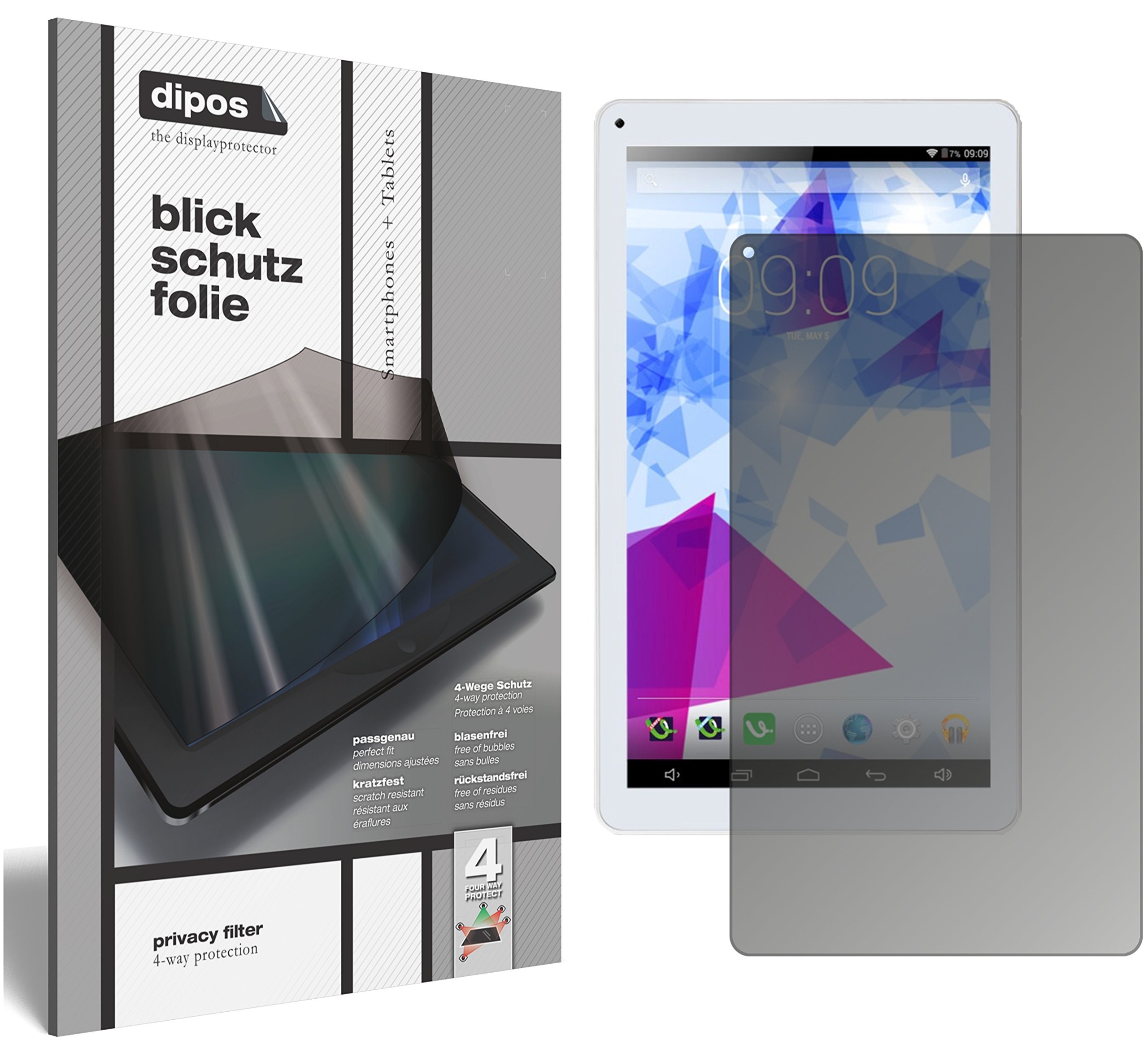 dipos Pellicola Privacy per iRULU eXpro 2 Plus | Protezione schermo opaca Anti-Spia a 4 Vie, si adatta perfettamente, antigraffio, senza bolle, autoadesiva