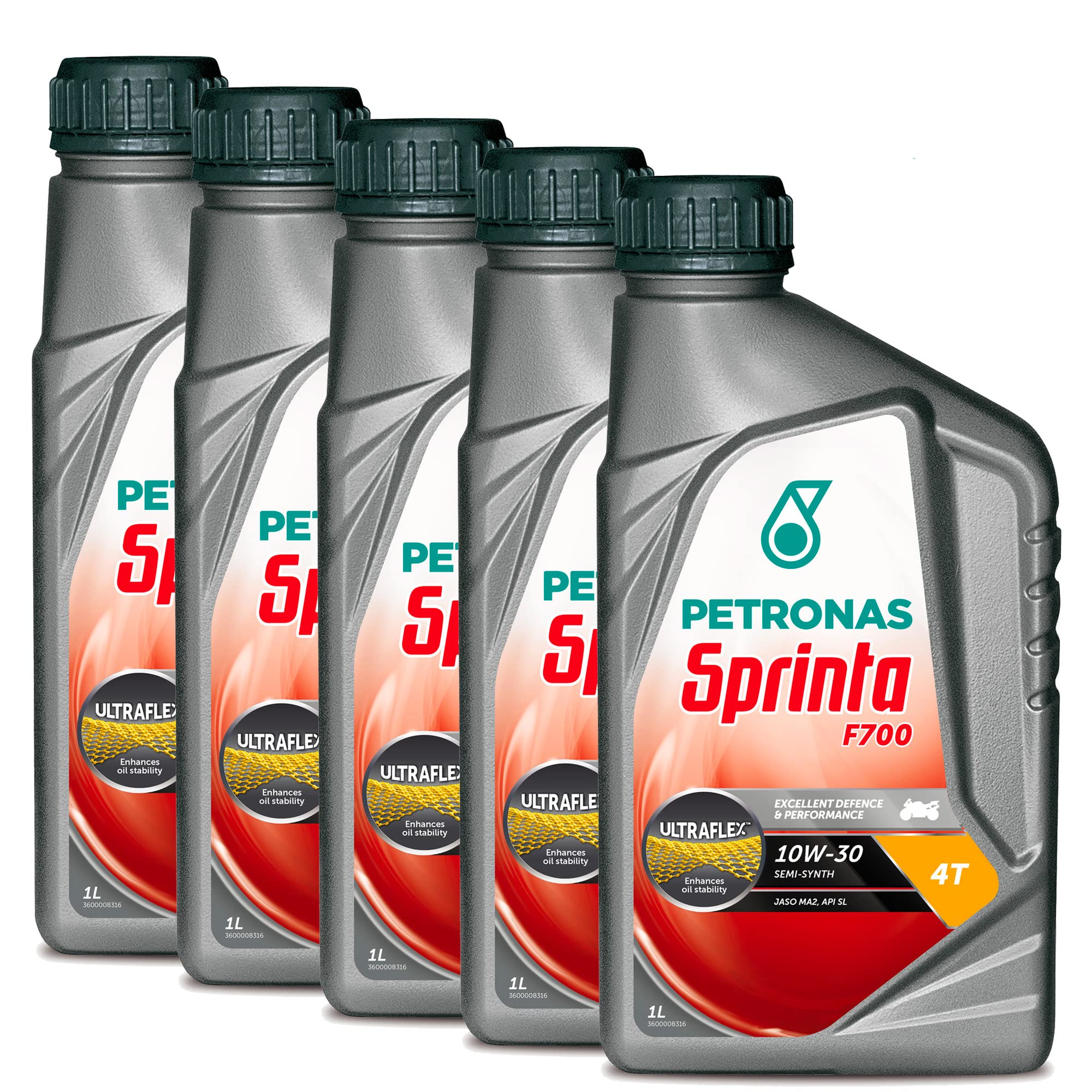 Petronas Kit 5X Sprinta F700 10W-30 Olio Motore Semi Sintetico per Moto e Scooter 4 Tempi - 5 Confezioni da 1 Litro