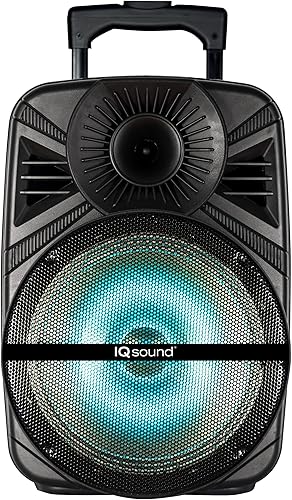 IQ Sound IQ-5012DJBT - Altavoz Bluetooth portátil de 12 pulgadas con tecnología inalámbrica verdadera, woofer de alta eficiencia de 12 pulgadas,