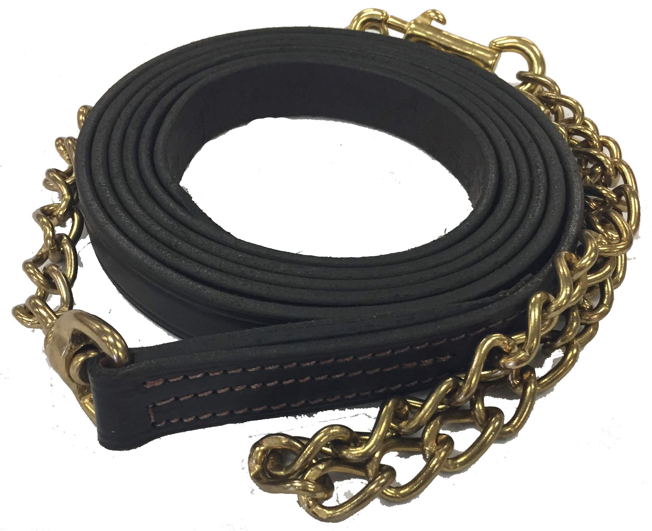 Buy Tack Shack of Ocala Leather Horse Lead Shank, Brown with 30 inch Solid Brass English Chain