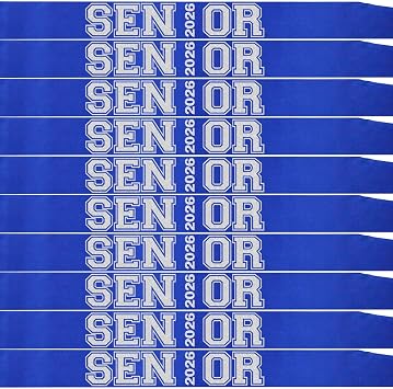 Senior Sash 2026 Glitter Letters 10 Pack Class of 2026 Graduation Celebrations Sashes Finally Graduated Cheerleader Celebration Party Decorations Supplies,Blue Silver