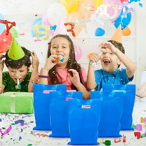 Miniatura 4 de TOSPARTY 40 bolsas de regalo de plástico azul, bolsas de dulces, bolsas de plástico troqueladas, resistentes para fiestas, bolsas de plástico