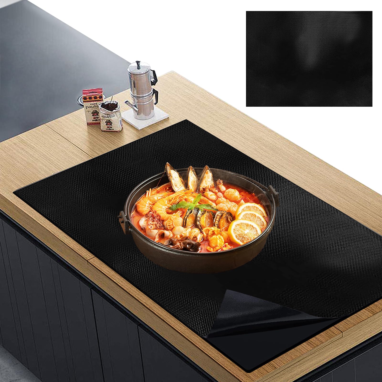 53x61cm Alfombrilla Protectora para Placa Inducción,Esterilla protectora de inducción Cocina Inducción Alfombrilla Protectora (magnética) contra arañazos para cocinas de inducción