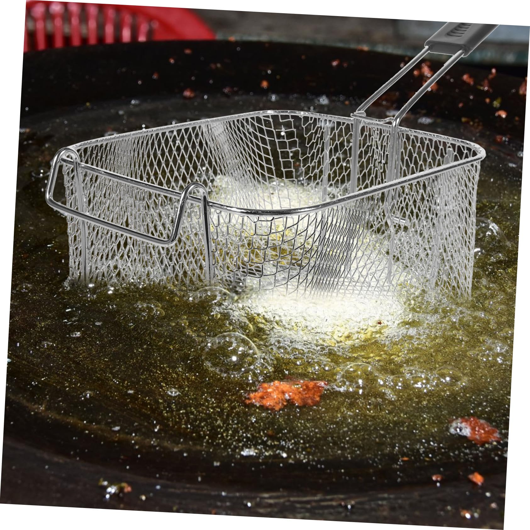 TOPBATHY per Frittura in Acciaio Inossidabile da 3 Pezzi con Manico Antiscivolo di Qualità da Ristorante Facile da Usare per Patatine Fritte E Snack di Pollo.