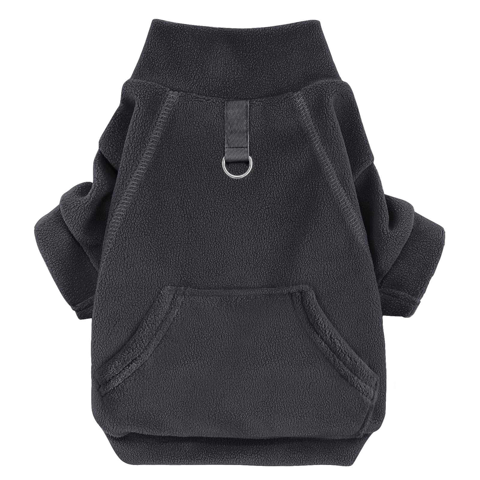 Chandail en polaire noir XXL pour grand chien avec anneau de laisse Idepet