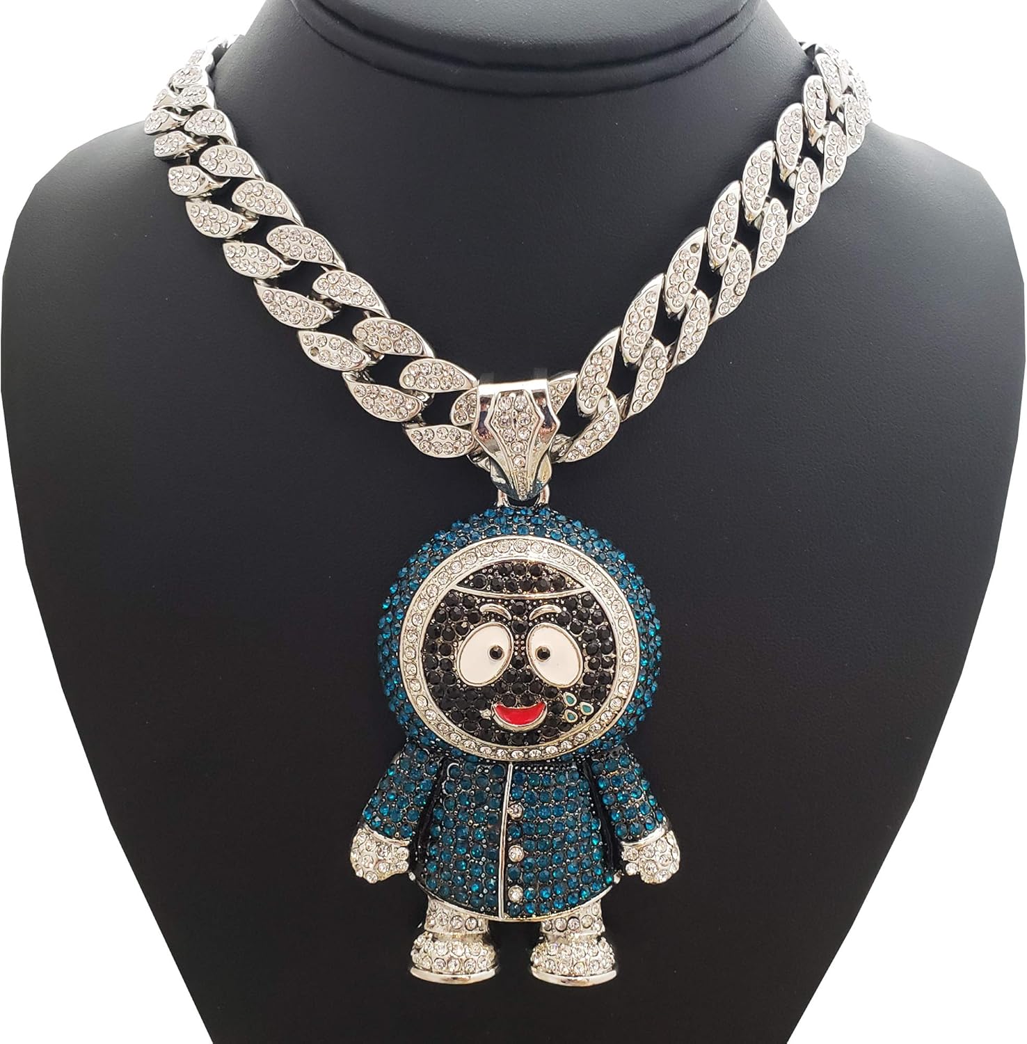 Hip Hop Iced Large BRICK SQUAD ESKIMO Pendant & 18" 1 ROW Tennis Choker Chain Necklace - Image 2