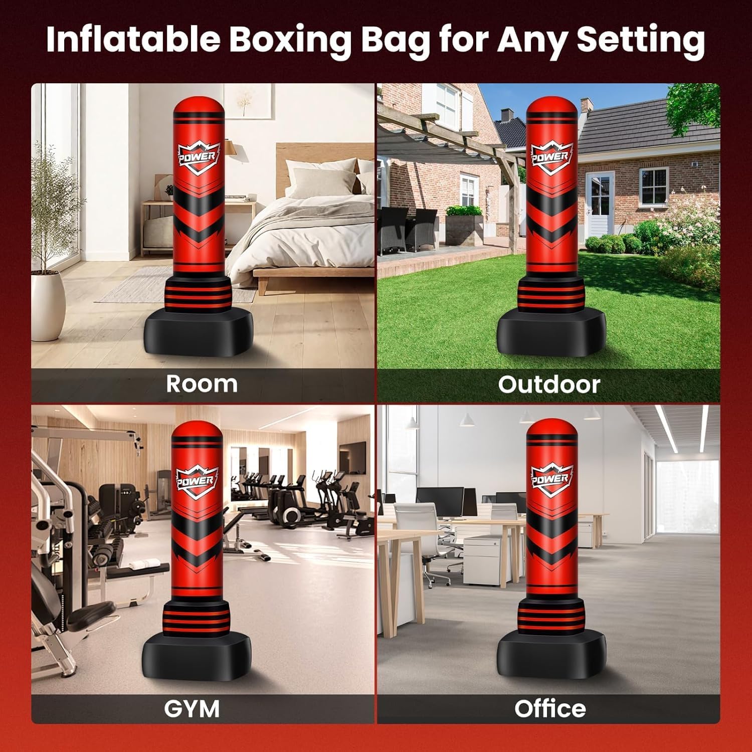 Freestanding Punching Bag for Adults Teens, 70'' Heavy Boxing Bag with Gloves and Pump, Women Men Stand Kickboxing Bags, Upgraded Big Base Boxing Equipment Set for Training MMA Fitness Home Gym