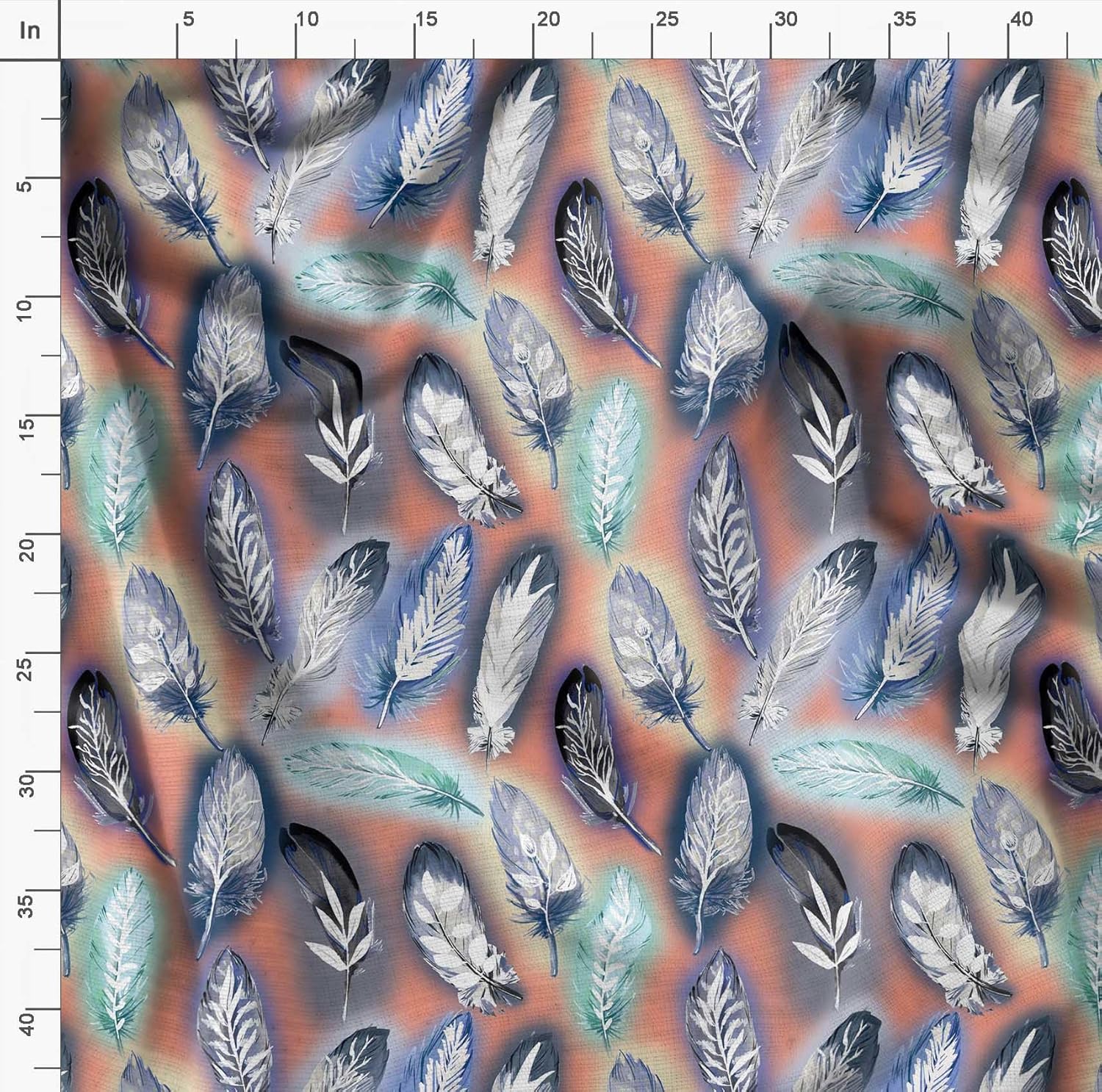 Soimoi Fabric for Upholstery, Bags, Home Furnishing, Home Accents, Table Cover, Cushion Covers, Quilting, DIY Craft, Home Decor - Feather Print, Orange Canvas Fabric Material - 58 Inch Wide, 3 Yard