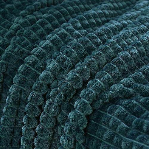 Miniatura 6 de Puncuntex Manta de franela de forro polar, color azul polvoriento, 50 x 60 pulgadas, manta acogedora de felpa súper suave con diseño de cuadrícula