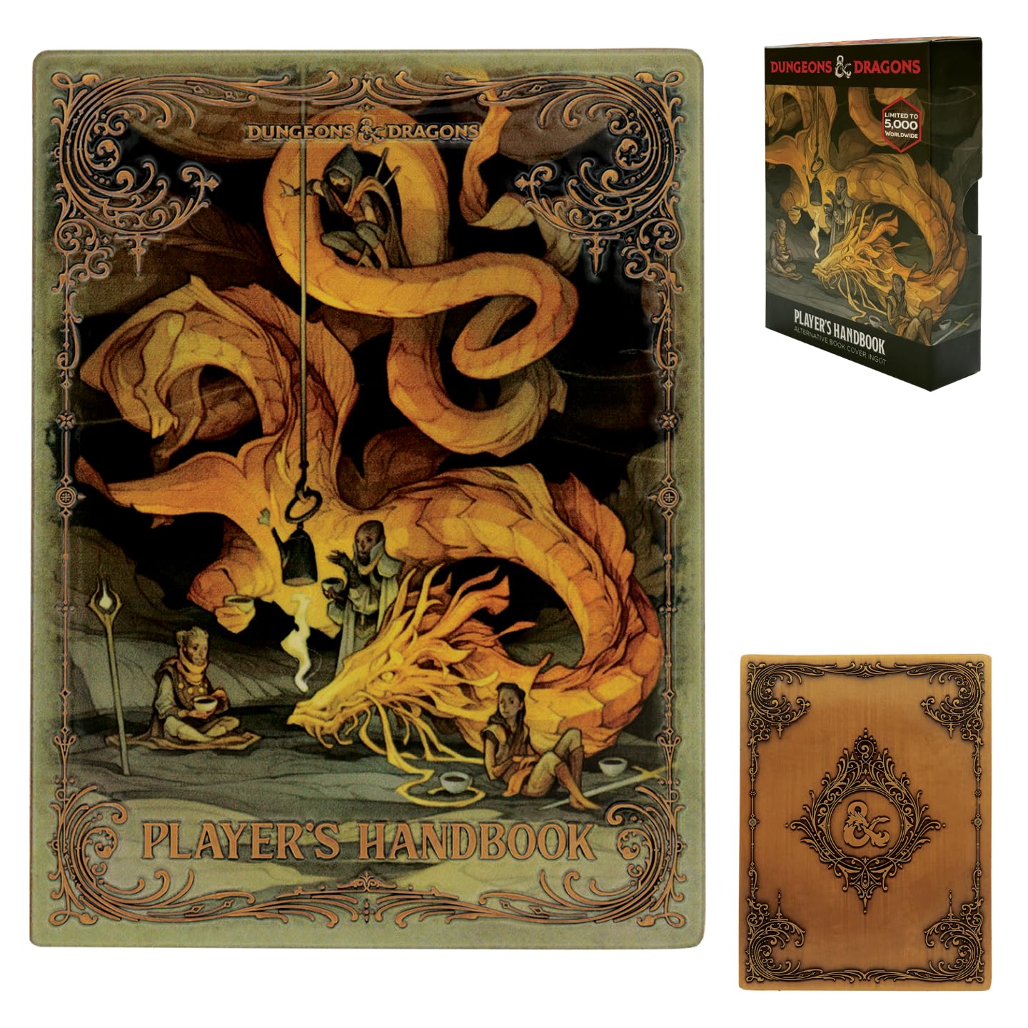 FaNaTtik Dungeons & Dragons Player’s Handbook Alternate Cover Metal Ingot – Limited Edition (5,000), Official D&D Collectible, Antique Gold Coloured Finish, Numbered
