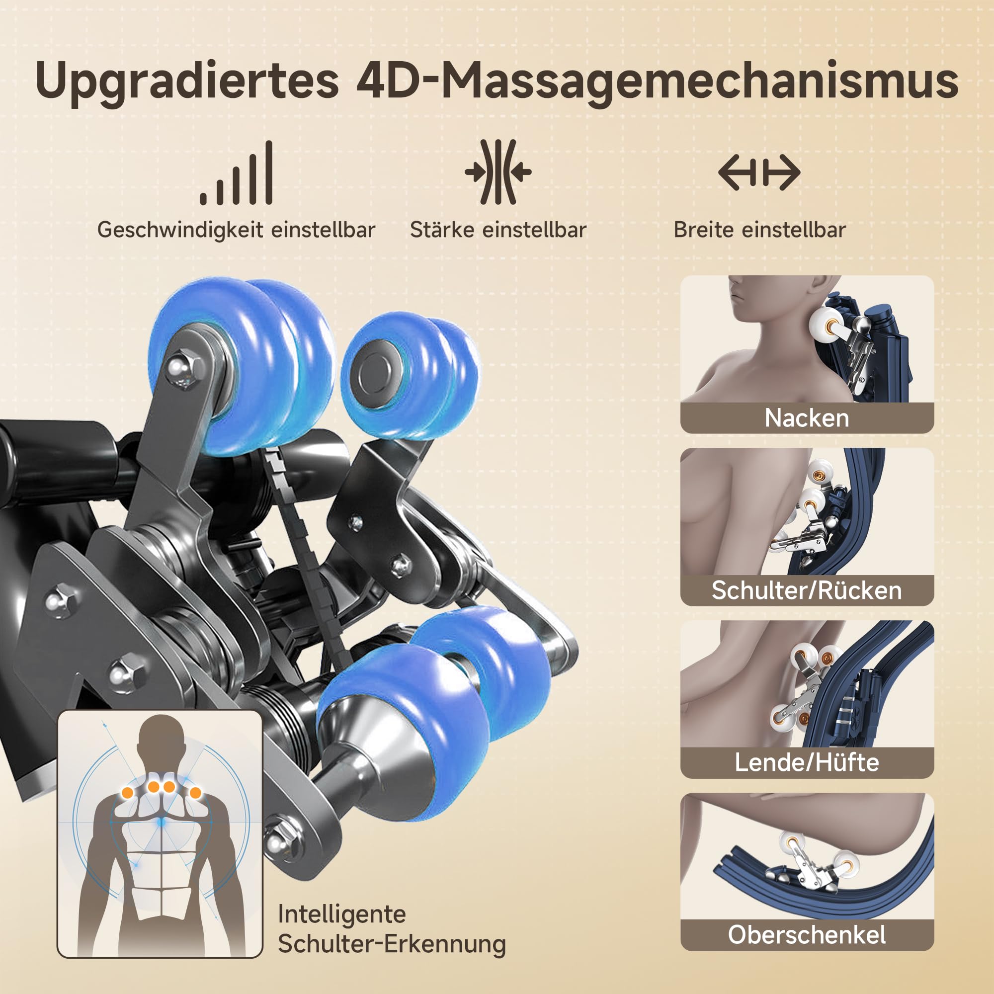 Real Relax 4D-Massagesessel,Ganzkörper-Shiatsu-Massage-Stuhl,Massageliege mit SL-Track,Yoga-Stretching,UI-Touchscreen,Fußrollen,Heizung,PS5200,Schwarz