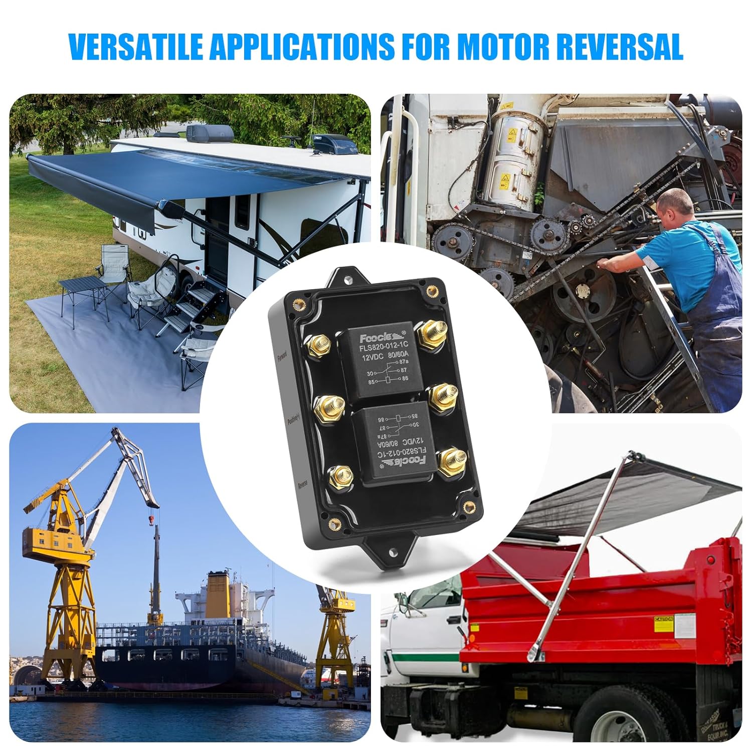 12V Forward and Reverse Relay Module Reliable Motor Control for Tarp Systems, Hoists, Winches, and More – Bidirectional Switch for AC/DC Motors
