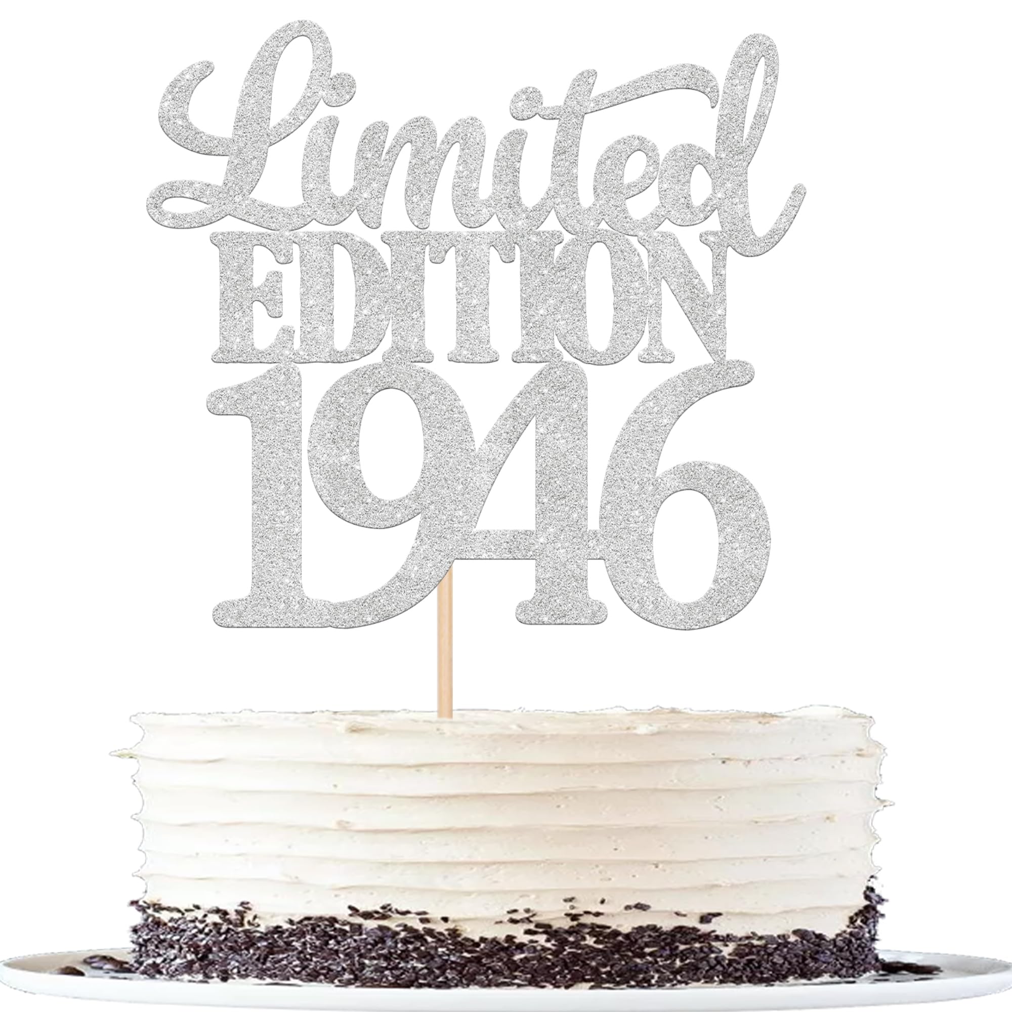 1 Stück Limited Edition 1946 Tortendeko Glitzer 80th Glitzer Kuchen Deko Prost auf 80 Jahre 80 & Fabelhaft Cake Topper für Männer und Frauen Geburtstag Party Kuchen Dekoration Silber