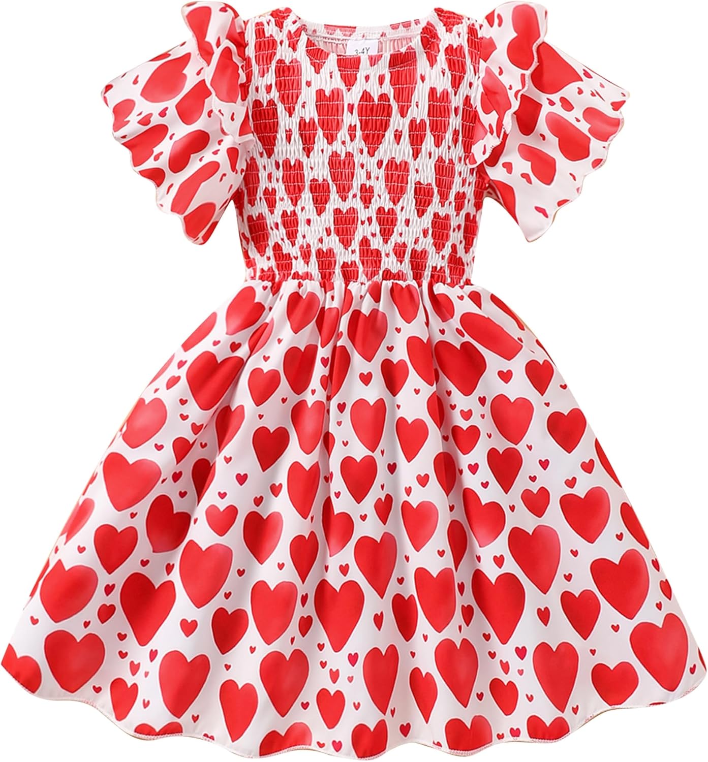 Little Girls Dress Ruffle Sleeve Floral Smocked Dresses Kids Casual Outfits Toddler Summer Tiered Boho Sundress 2-7T