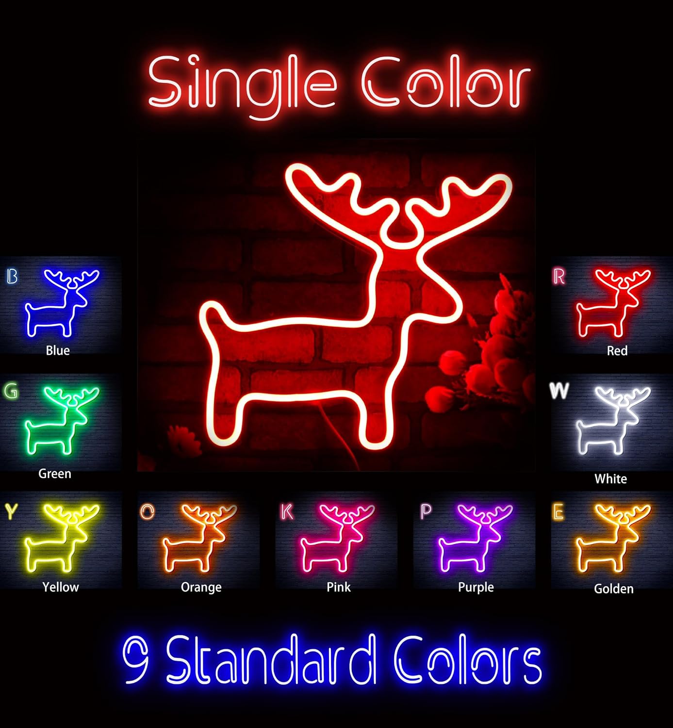 ADVPRO Deer Flex Silicone LED Neon Sign - Yellow - st16s66-fnu0146-y