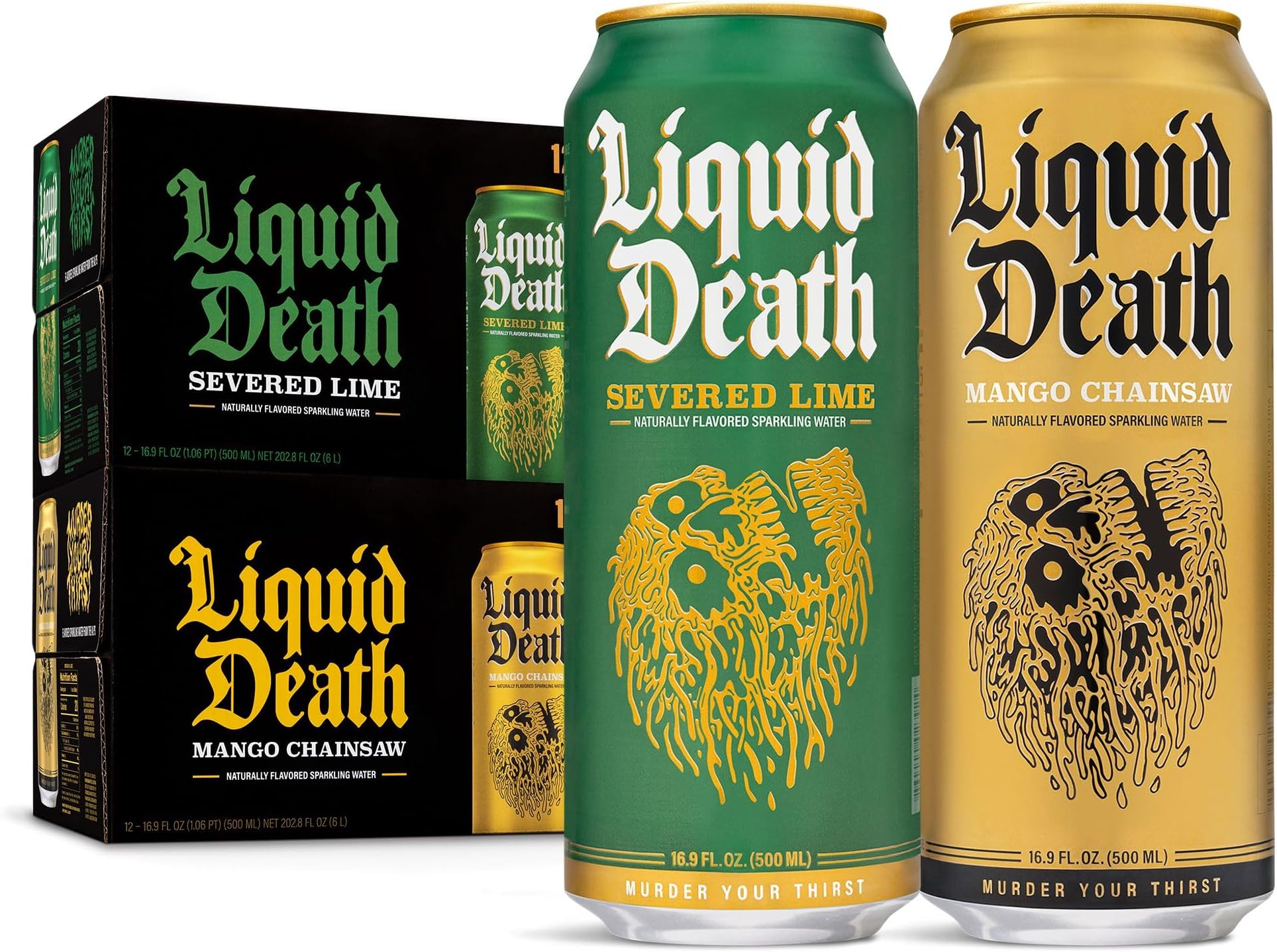 Liquid Death Lime & Mango Mixed Pack (24 x 16.9 oz Cans)