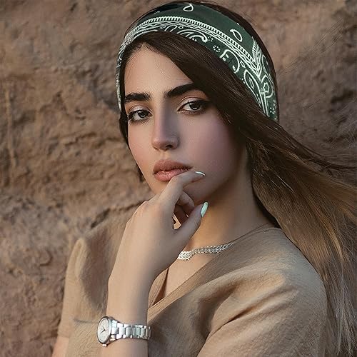 Miniatura 5 de FULZTEY Diademas bohemias para mujer, bandas anchas de moda anudadas, antideslizantes, bandana elástica para yoga, entrenamiento, banda para el