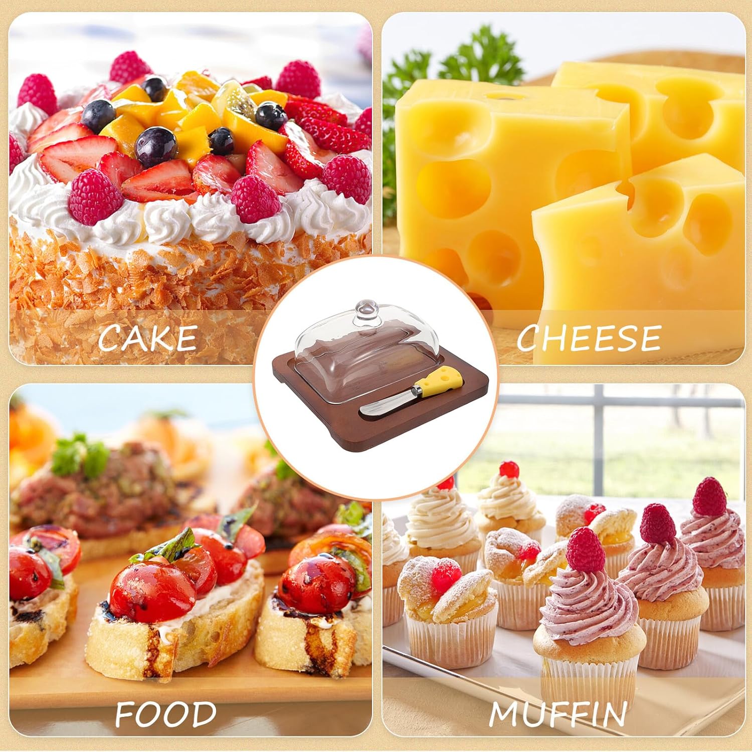 DOITOOL Glass Butter Dish with Lid and Cutter Deep Brown Nordic Style Butter Holder Tray for Home and Cheese Fresh Suitable for Freezer and Table Serving