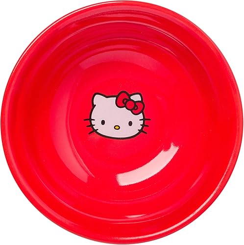 Miniatura 4 de Silver Buffalo Sanrio Hello Kitty - Juego de sushi de cerámica con lazo rojo y blanco con plato de salsa y palillos a juego
