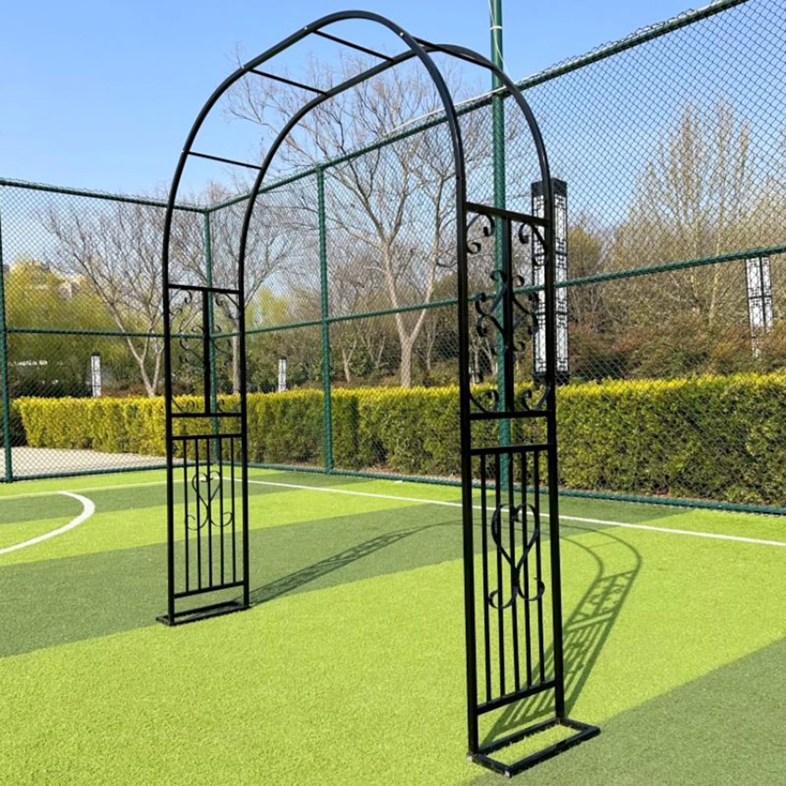 Rosenbogen 180 cm Breit Gartenbogen aus Metall Starker Rankbogen für Kletterpflanzen, Deko für Hochzeit, Balkon & Garten, wetterfest Schwarz-B-L180xW40xH230cm