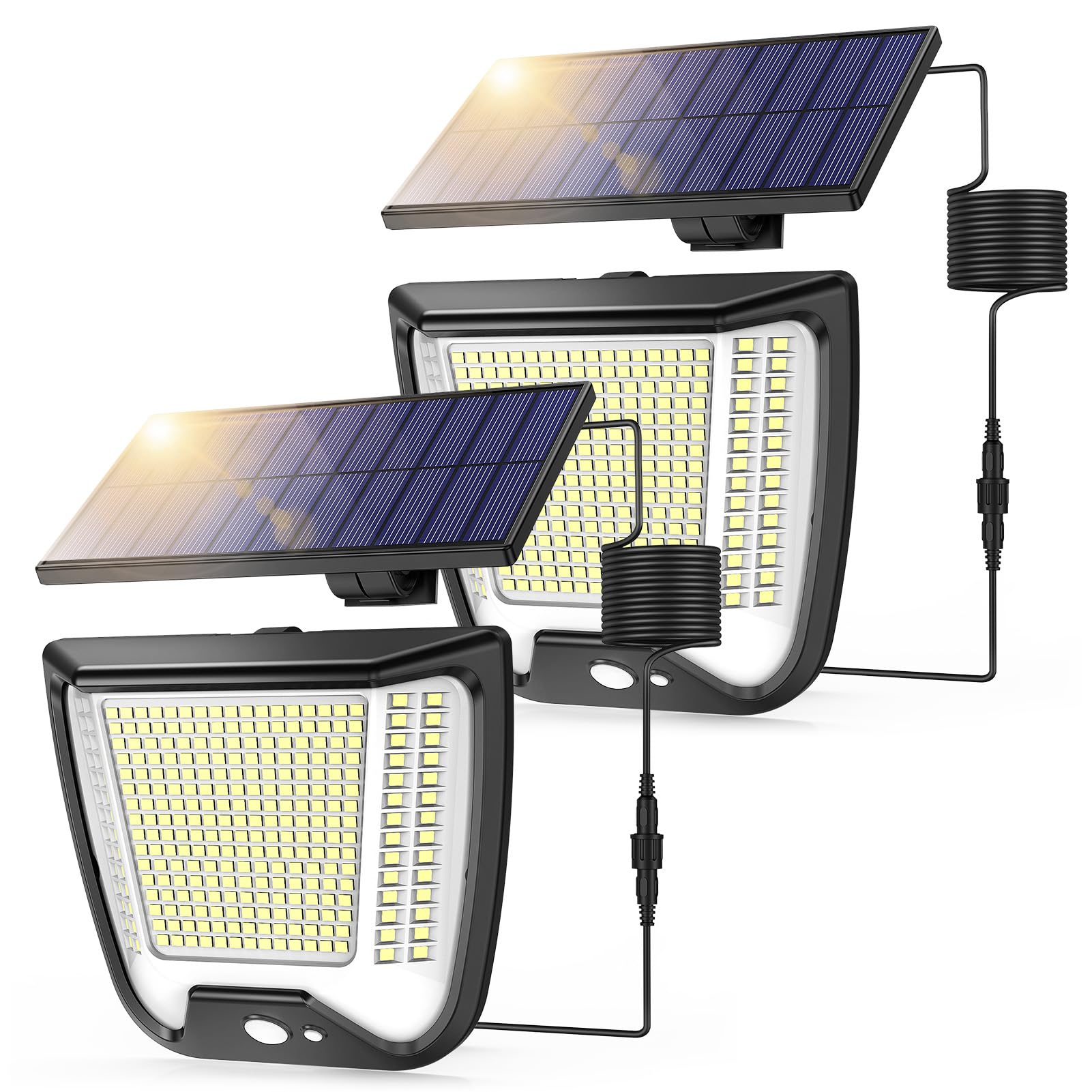 spqment Solarlampen Strahler Außen LED mit Bewegungsmelder, 288 LED Solar Lampe Aussen IP65 Wasserdicht 2Pcs