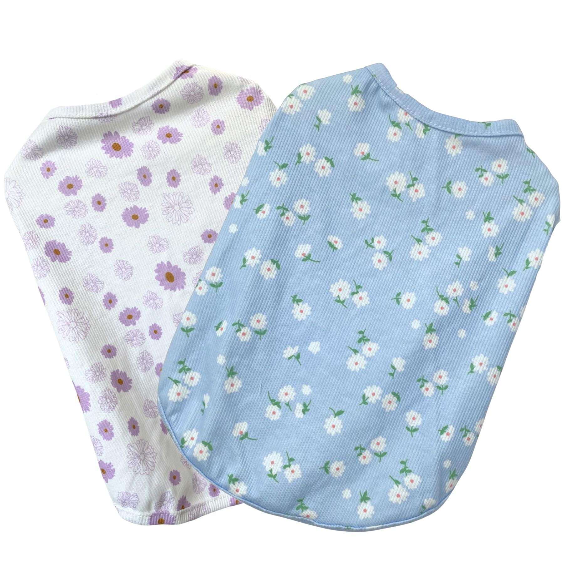 2PCS Summer Dog Cotton T Shirt Pet Tee Shirts Puppy Daisy Flower Prints Clothes Apparel for Small Dogs Cats