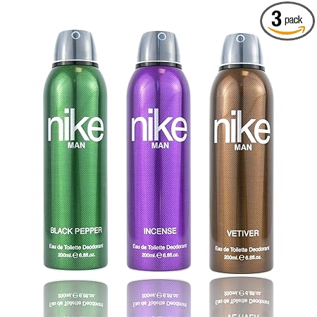 Nike Black Pepper + Incense + Vetiver Fresh Spray Deodorant for Men - Long-Lasting, Fresh Scent - 3 Pack (200ml Each) | Perfect for Confidence