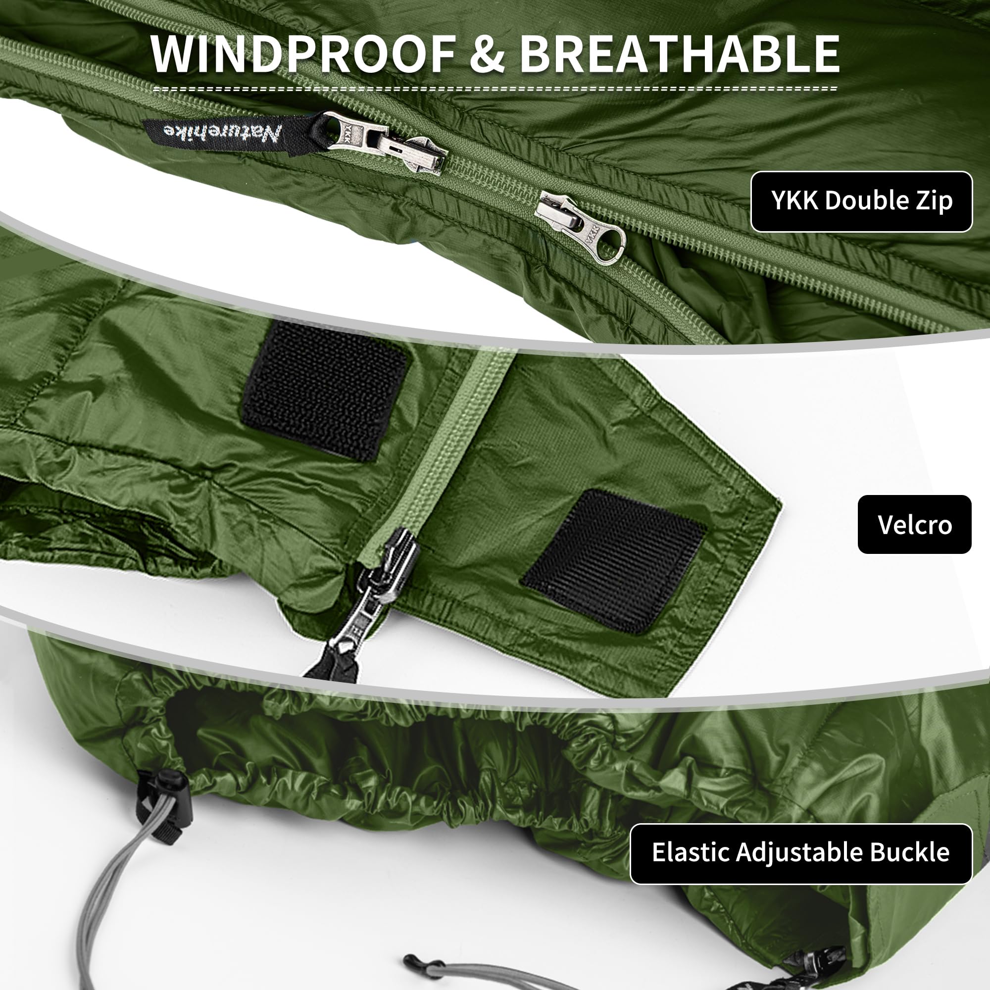 Naturehike Ultraleichter Umschlagschlafsack für Erwachsene, 3-4 Jahreszeiten, wasserdichter Schlafsack für Camping, Wandern, Bergsteigen, Indoor, Backpacking, Outdoor, Entendaunen