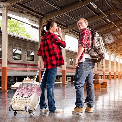 Miniatura 7 de Fundas de equipaje para maleta, aprobadas por la TSA, protector elástico lavable para maleta, funda protectora de maleta con texto en inglés "I can