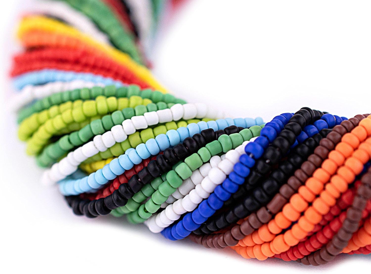 The Bead Chest African Maasai Seed Beads 2mm Kenya Multicolor Glass 24 Inch Strand Handmade