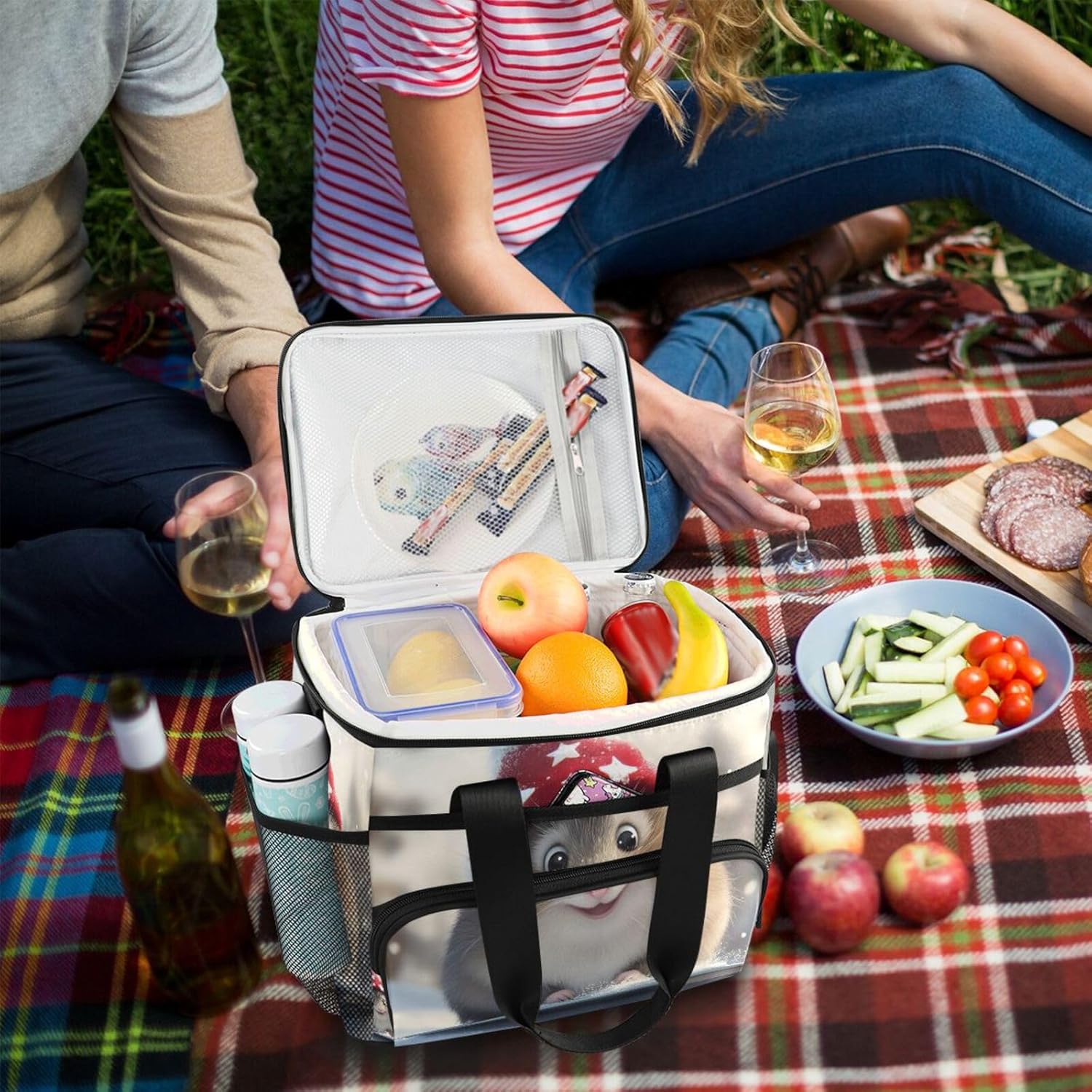 Cooler Bags Insulated-Cute Hamster, Lunch Bag 24 Can Leakproof Light Weight for Picnic Camping Party