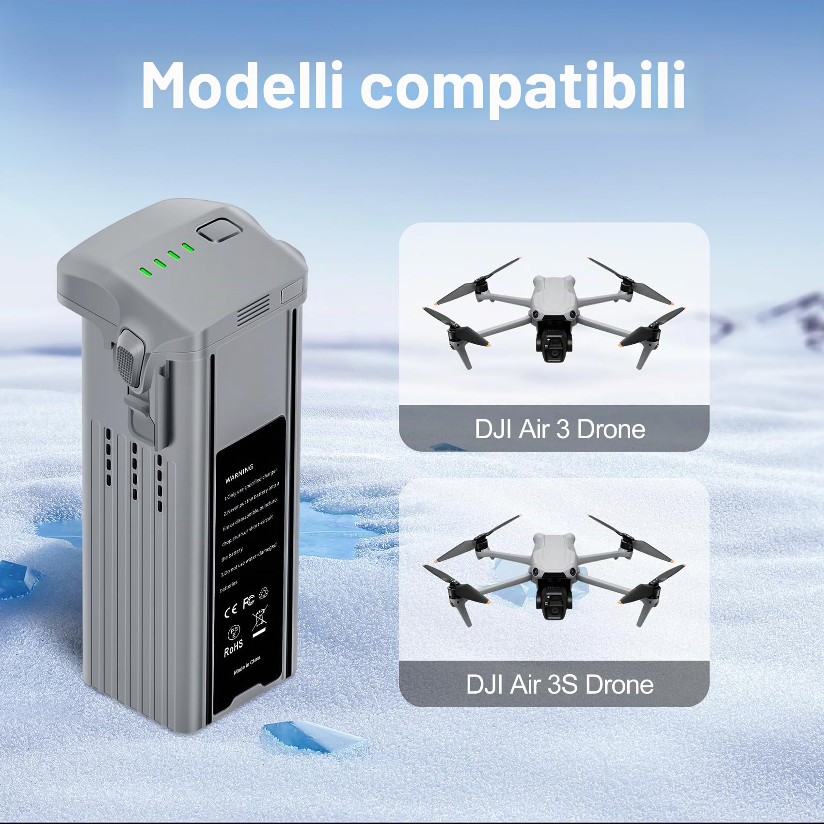 Air 3 Batteria di volo intelligente 1 confezione 4241mAh Grande capacità Autonomia di volo massima 46 minuti Completamente compatibile con DJI Air 3 e Air 3S