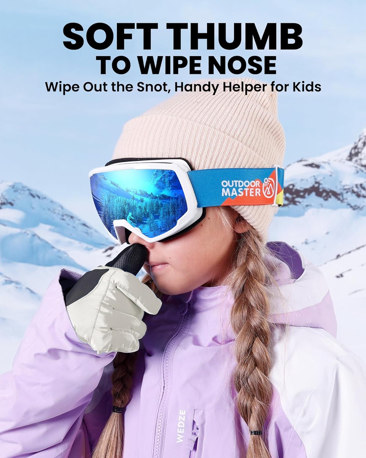 OutdoorMaster Kids Ski Snow Gloves, 3M Thinsulate Winter Windproof Waterproof Thermal Gloves for Boys & Girls, Fits Youth Winter Sports, Skiing, Snowboard - Image 4