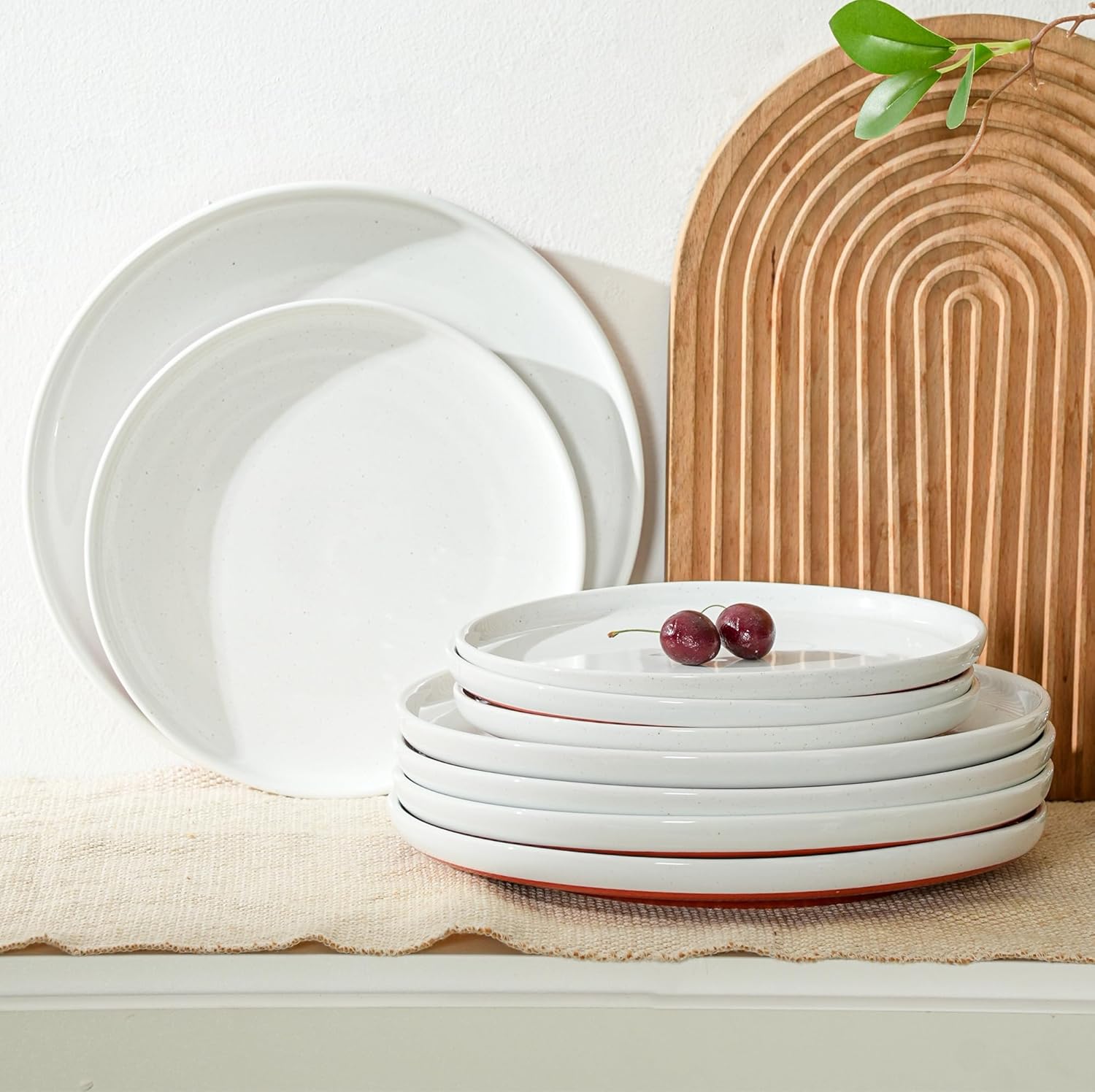 Plates and Bowls Sets, 6 Piece Ceramic Dinnerware Set for Family and Gatherings,Dishes Set for 2,Dishwasher & Microwave Safe, Handcrafted Dishware Sets，Elegant White
