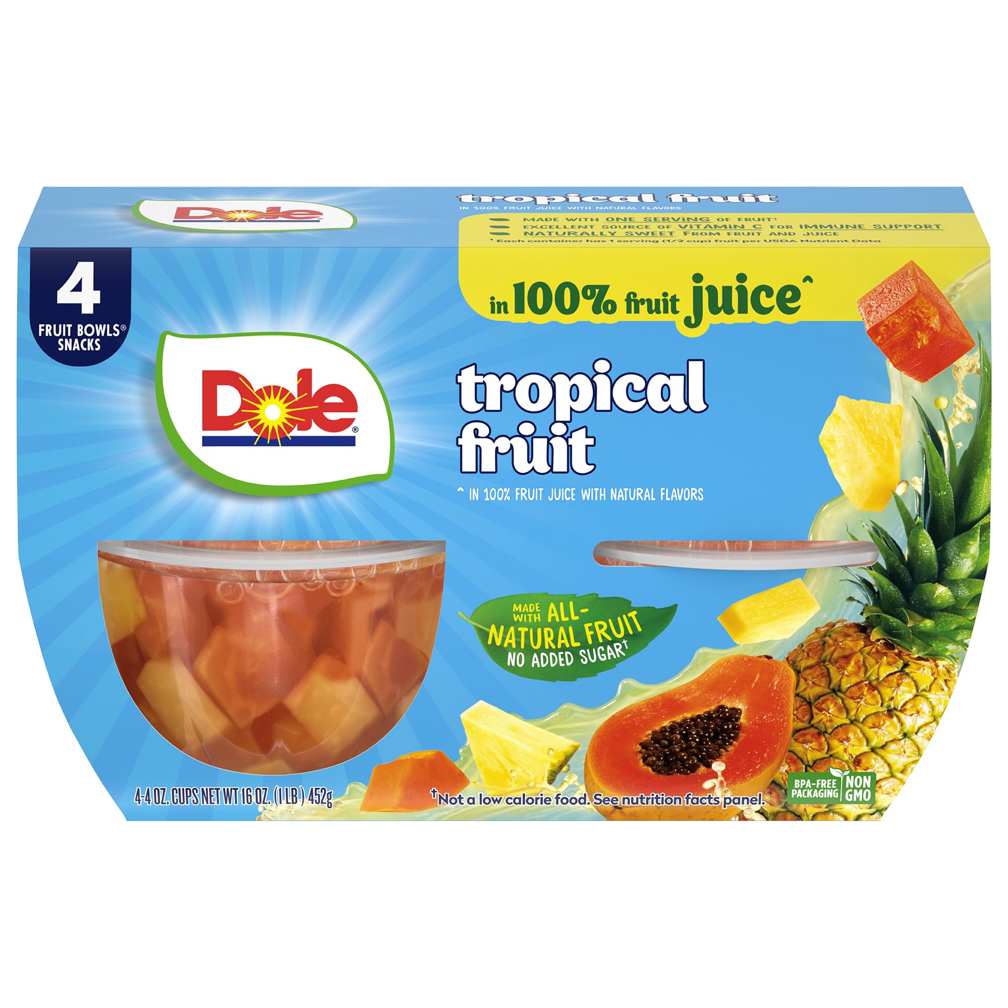 Amazon.com : Dole Tropical Fruit, 4 oz Fruit Bowls, 4 Pack | In