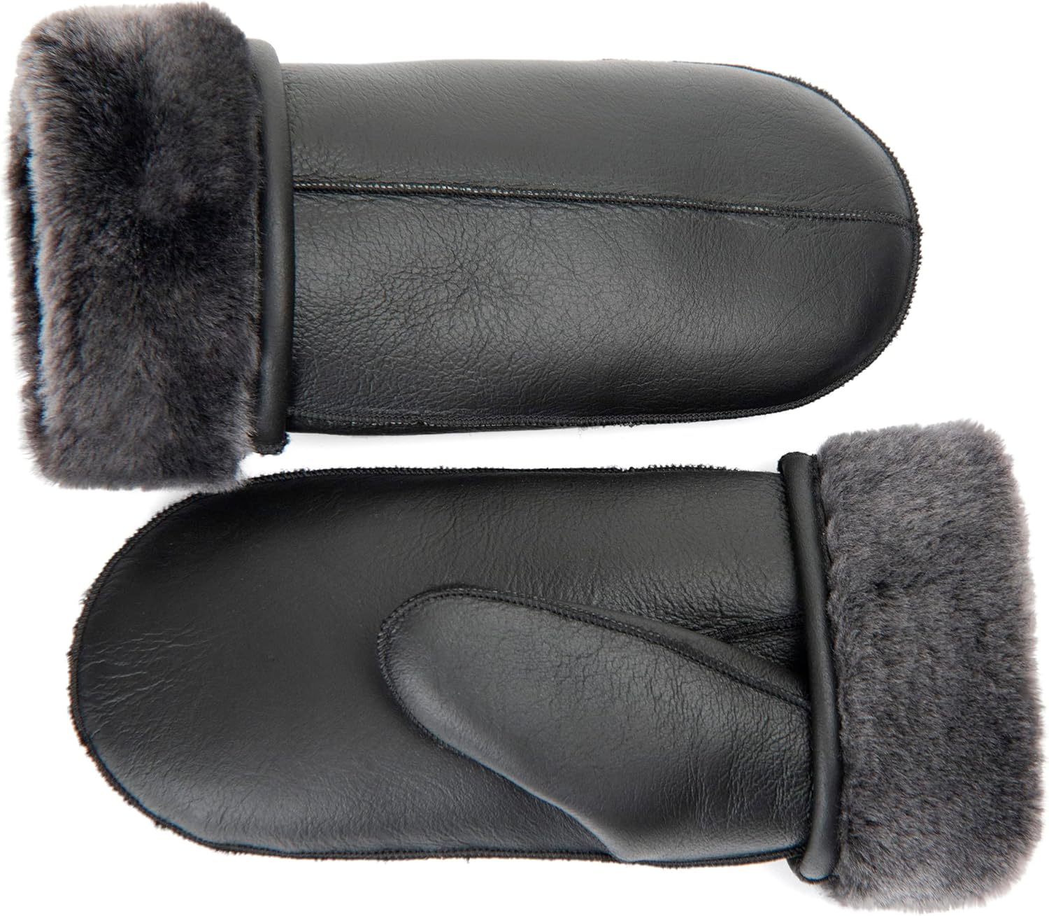 Zessano Men's Premium Shearling Sheepskin Leather Fur Mittens - Mens Classic Sheepskin Mittens