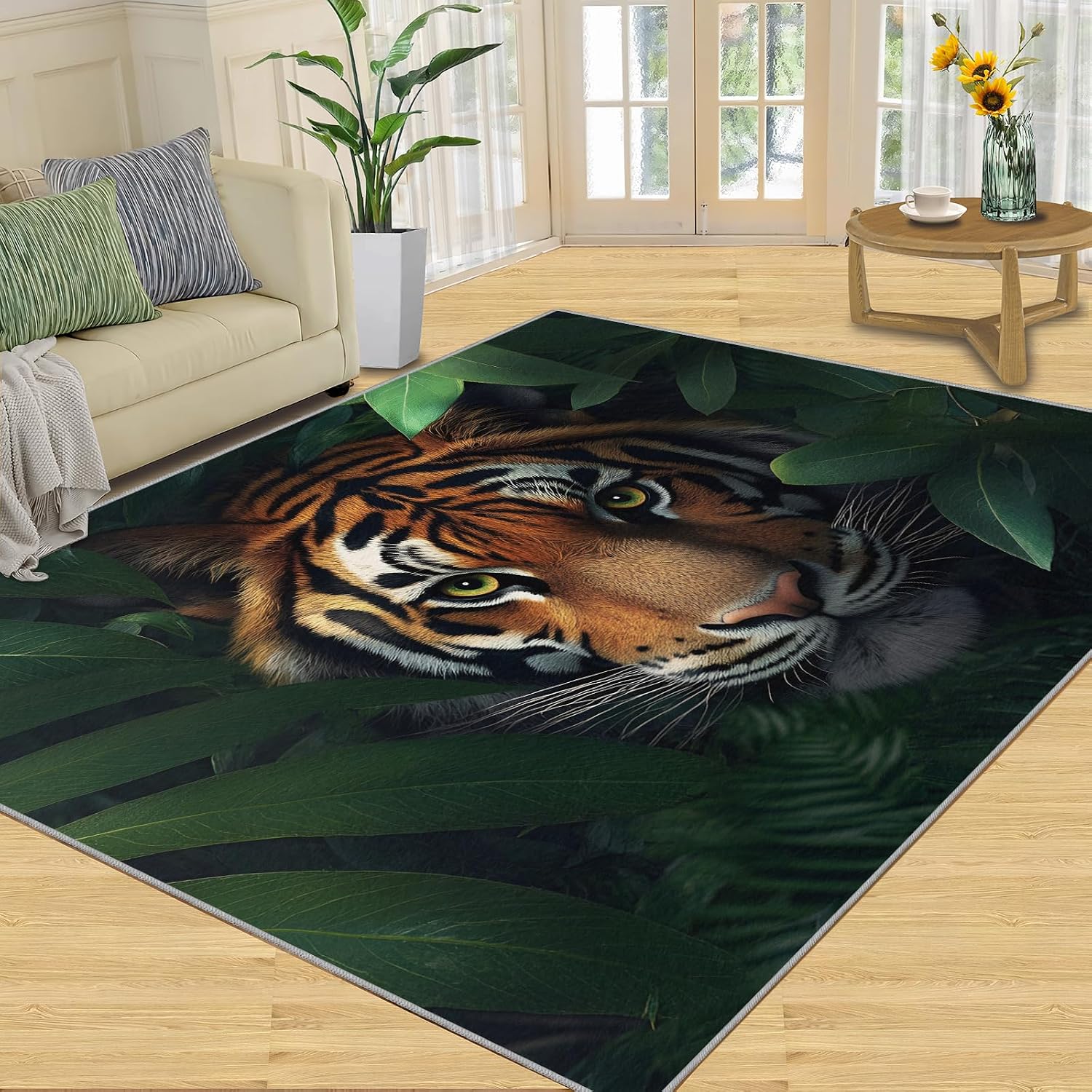 2x4 Tigers Runner Rug - Jungle Tigers Rugs for Entryway, Wild Animals Kitchen Runner Rug Soft Non Slip Anti Fatigue for Laundry Room Indoor Hallways