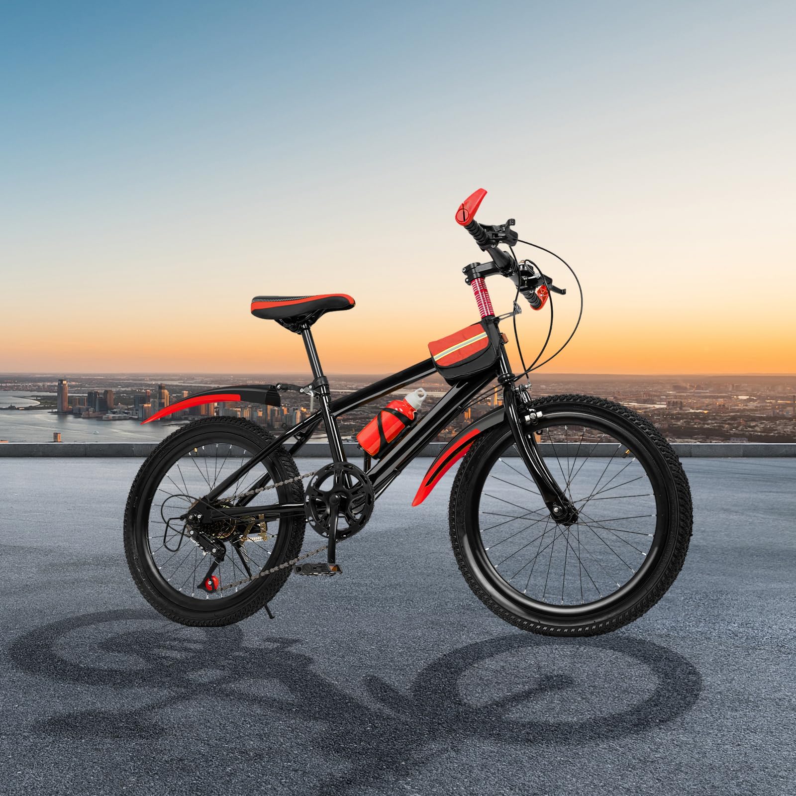Mountain bike da 20 pollici per bambini e ragazzi con campanella a bussola, cambio a risparmio energetico, freni sicuri, telaio in acciaio al carbonio, capacità di carico 85 kg, per viaggi su