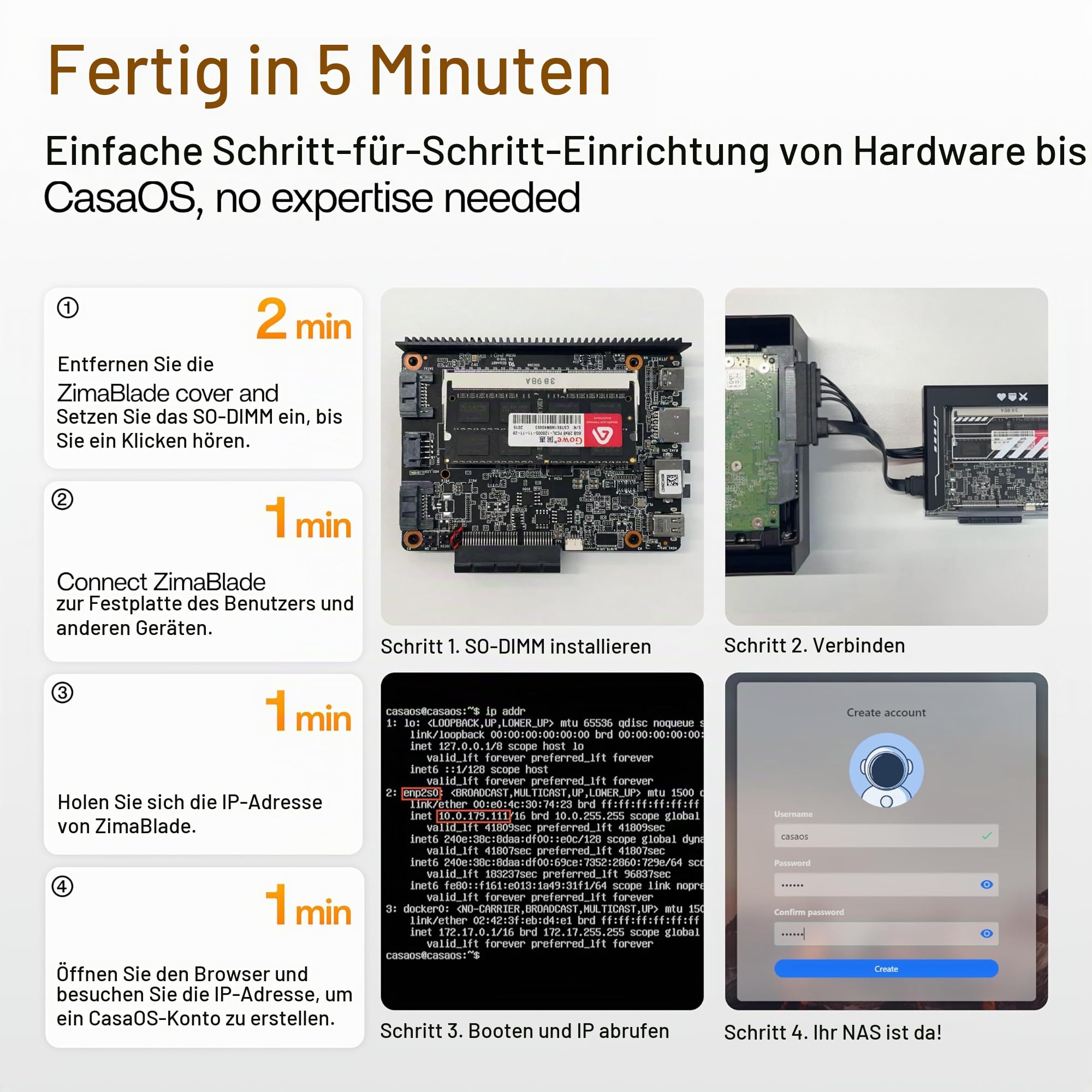 ZimaBlade X86 Einzelplatine-Server für Cybe Native, DeskBuild NAS-Kit 4-Core DIY NAS mit One-Click-Apps Hackbarer persönlicher Server mit PCIe x4, Gigabit Ethernet 4K Media Network Attached Storage