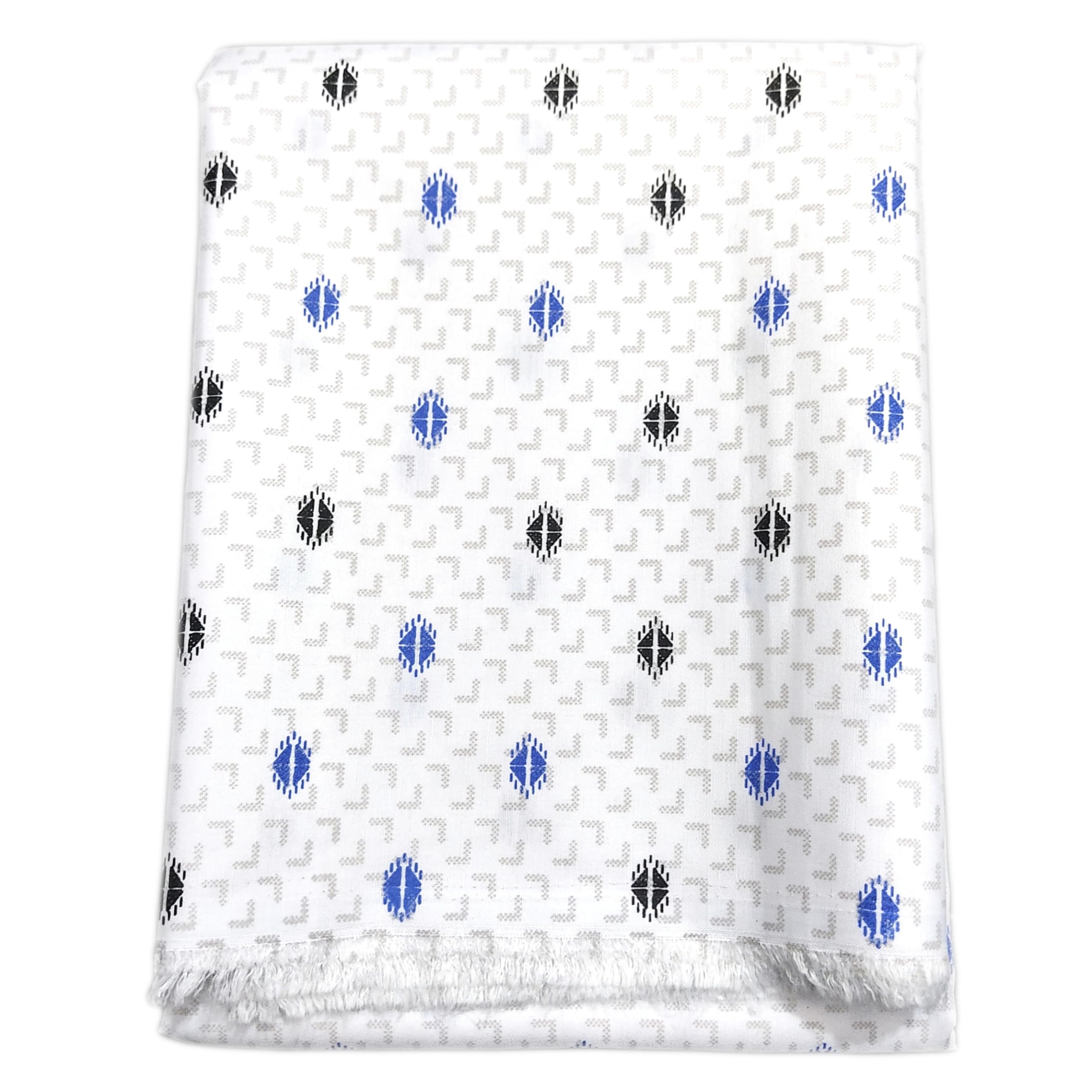 Premium Unstitched 100% Paper Cotton White Colored With Printed Shirt Fabric Cloth Piece For Men's(1.60 Meter Length 58 Inch Width)-picture-55