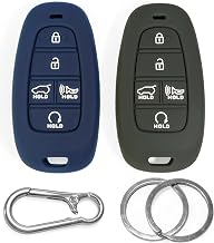 2-Pack Silicone Key Fob Covers Compatible with Hyundai 2021-2024 Tucson Santa Fe Palisade Sonata IONIQ 5 Santa Cruz Nexo – Car Key Shell Protector 5-B, Camo Grey+Navy Blue