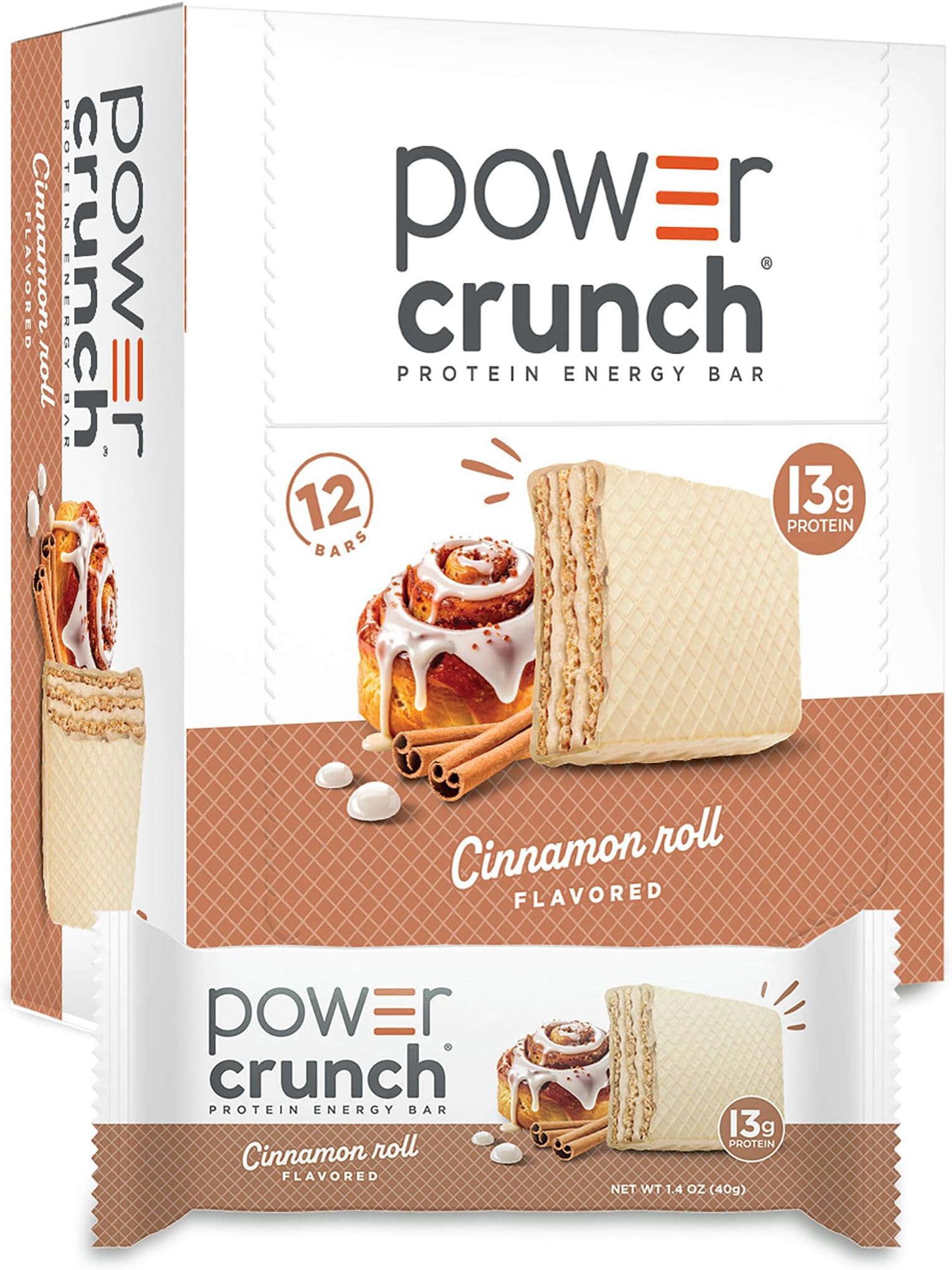 Protein Wafer Bars, High Protein Snacks with Delicious Taste, Cinnamon Roll, 1.4 Ounce (12 Count)