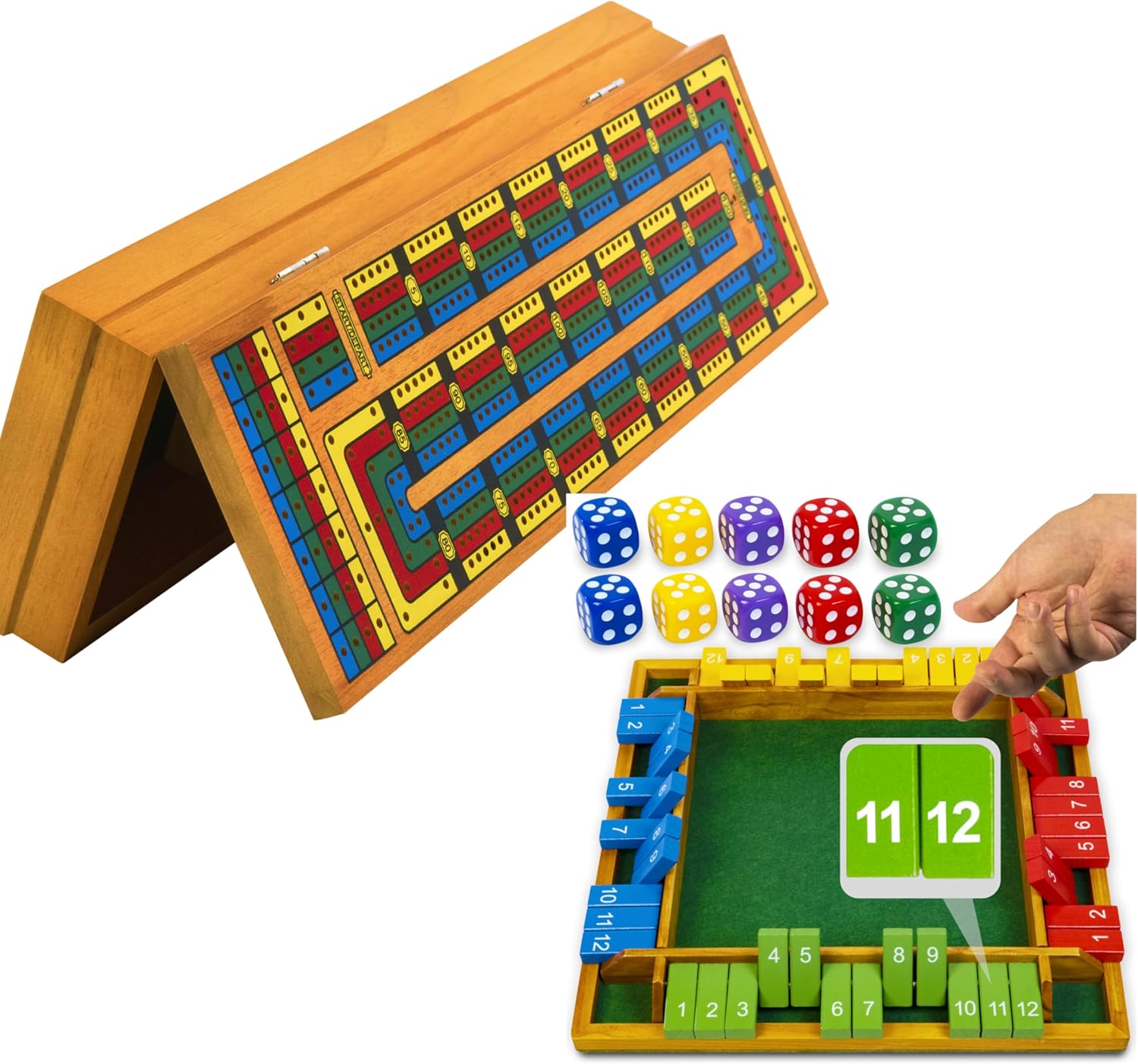 Shut the Box 4 Players + Cribbage Big