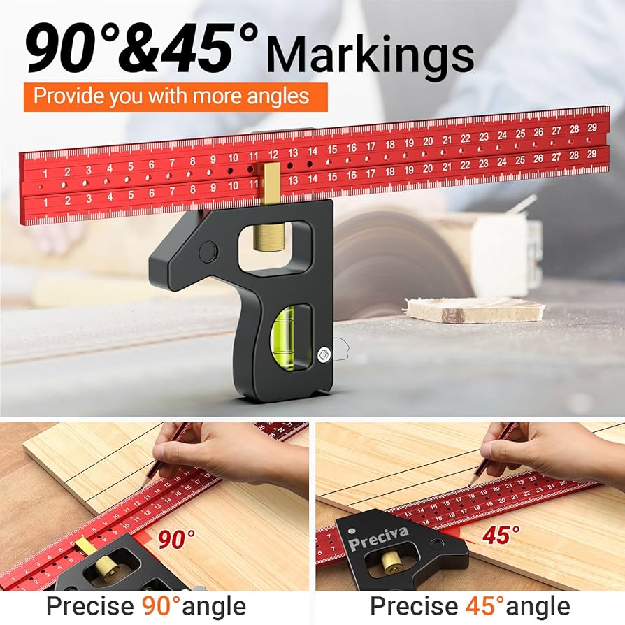 WORKPRO 7'' Aluminum Speed Square, Set Square 180mm, Carpenters Square Rafter Angle Square Aluminium Alloy Precision Layout Measuring Tool For Carpenters Engineers